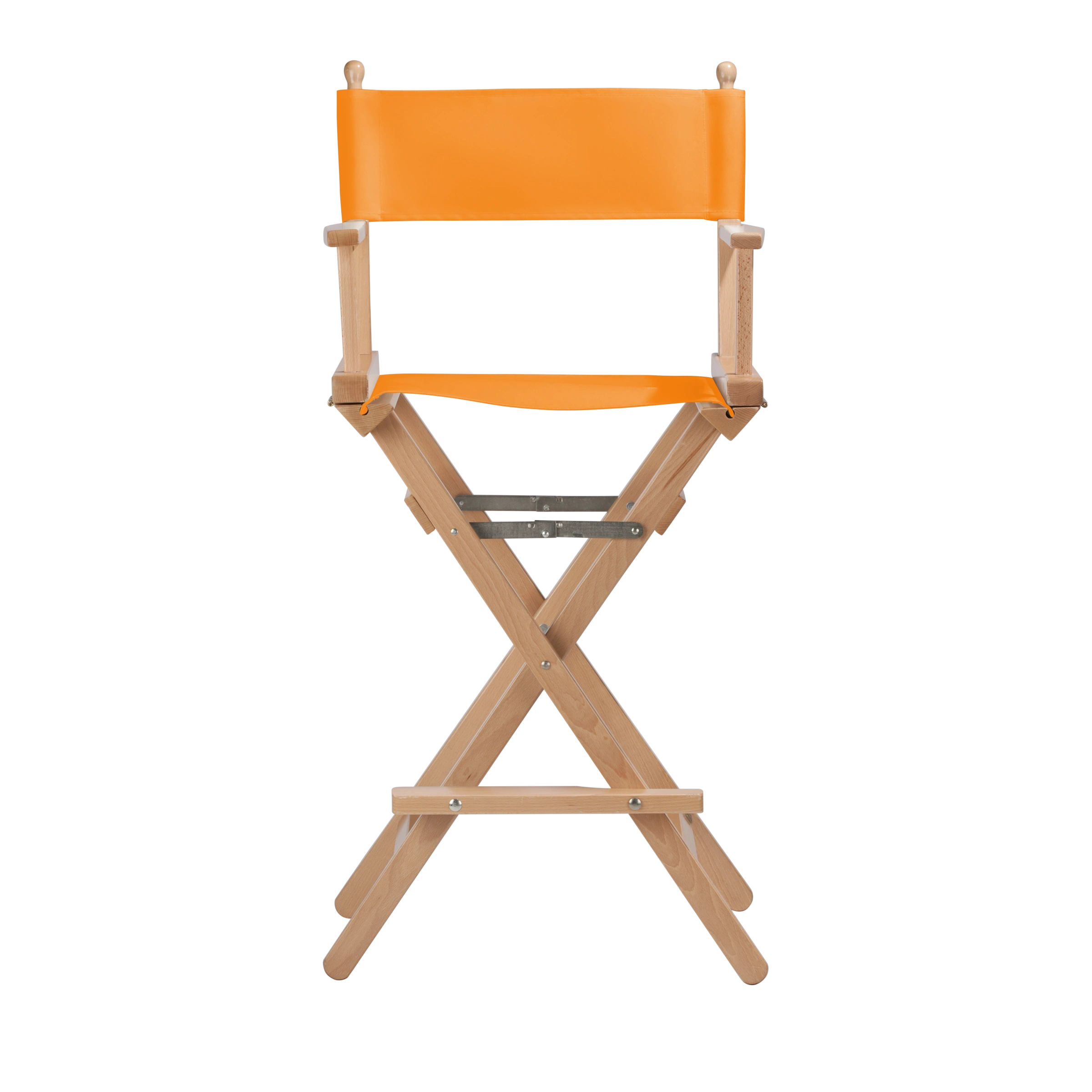 Regiestuhl Steven aus naturfarbenem Buchenholz mit Bezug in mandarine, Frontalansicht
#Classic | Set (Farbe)_mandarine