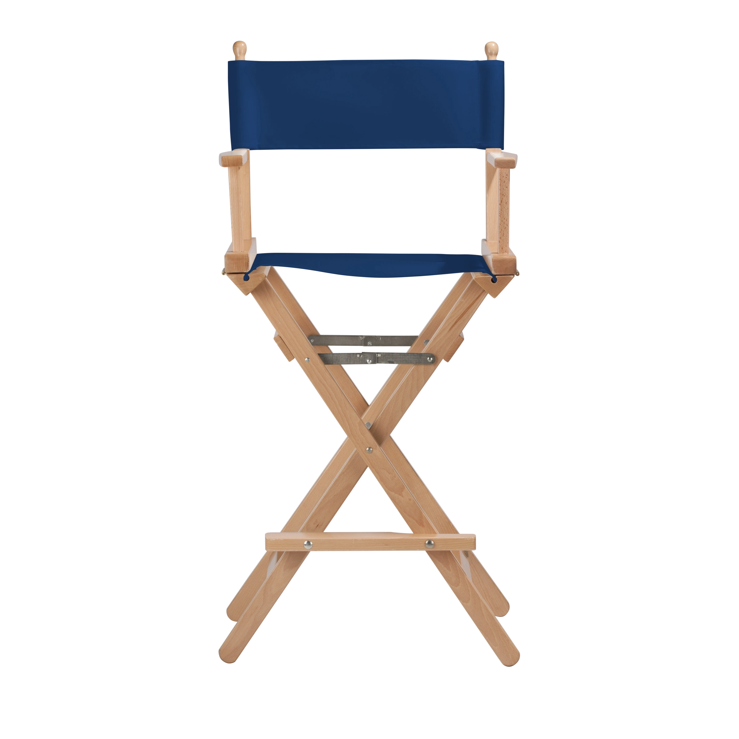 Regiestuhl Steven aus naturfarbenem Buchenholz mit Bezug in marine, Frontalansicht
#Classic | Set (Farbe)_marine