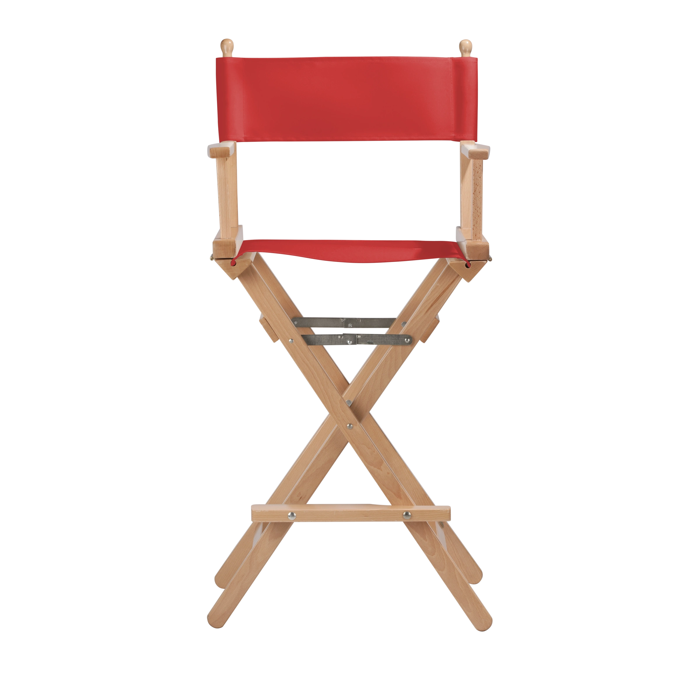 Regiestuhl Steven aus naturfarbenem Buchenholz mit Bezug in rivarot, Frontalansicht
#Classic | Set (Farbe)_rivarot