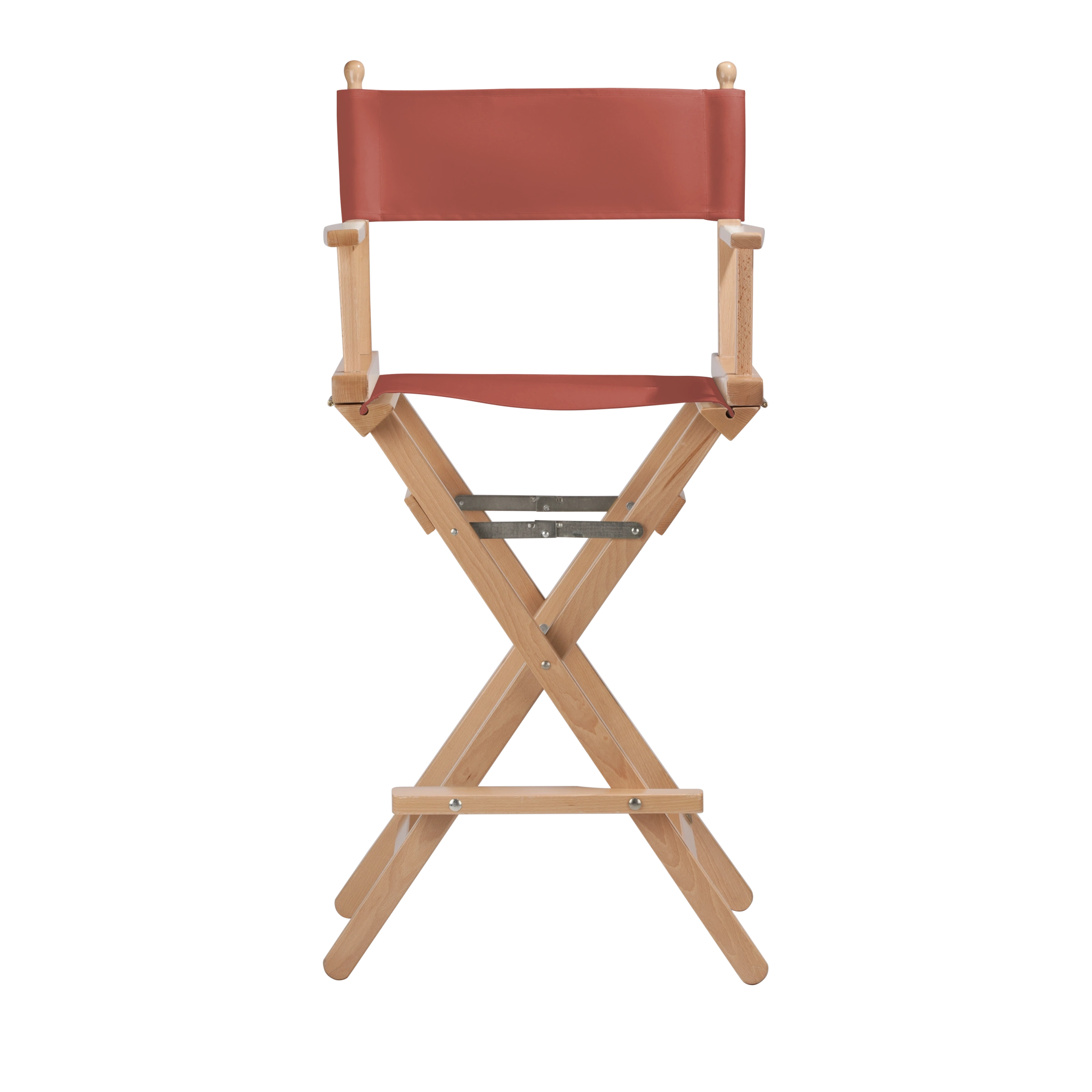 Regiestuhl Steven aus naturfarbenem Buchenholz mit Bezug in terracotta, Frontalansicht
#Classic | Set (Farbe)_terracotta