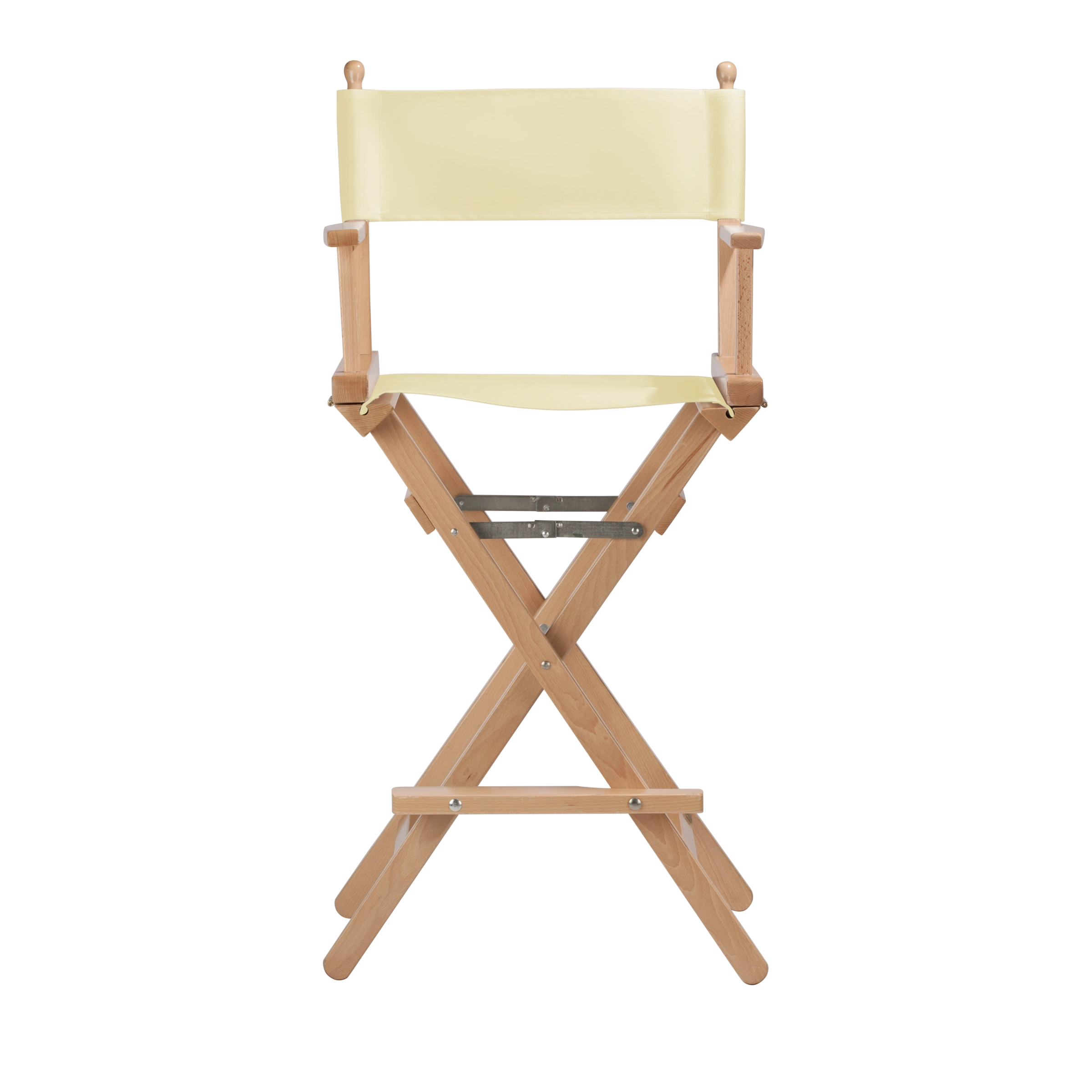 Regiestuhl Steven aus naturfarbenem Buchenholz mit Bezug in vanille, Frontalansicht
#Classic | Set (Farbe)_vanille