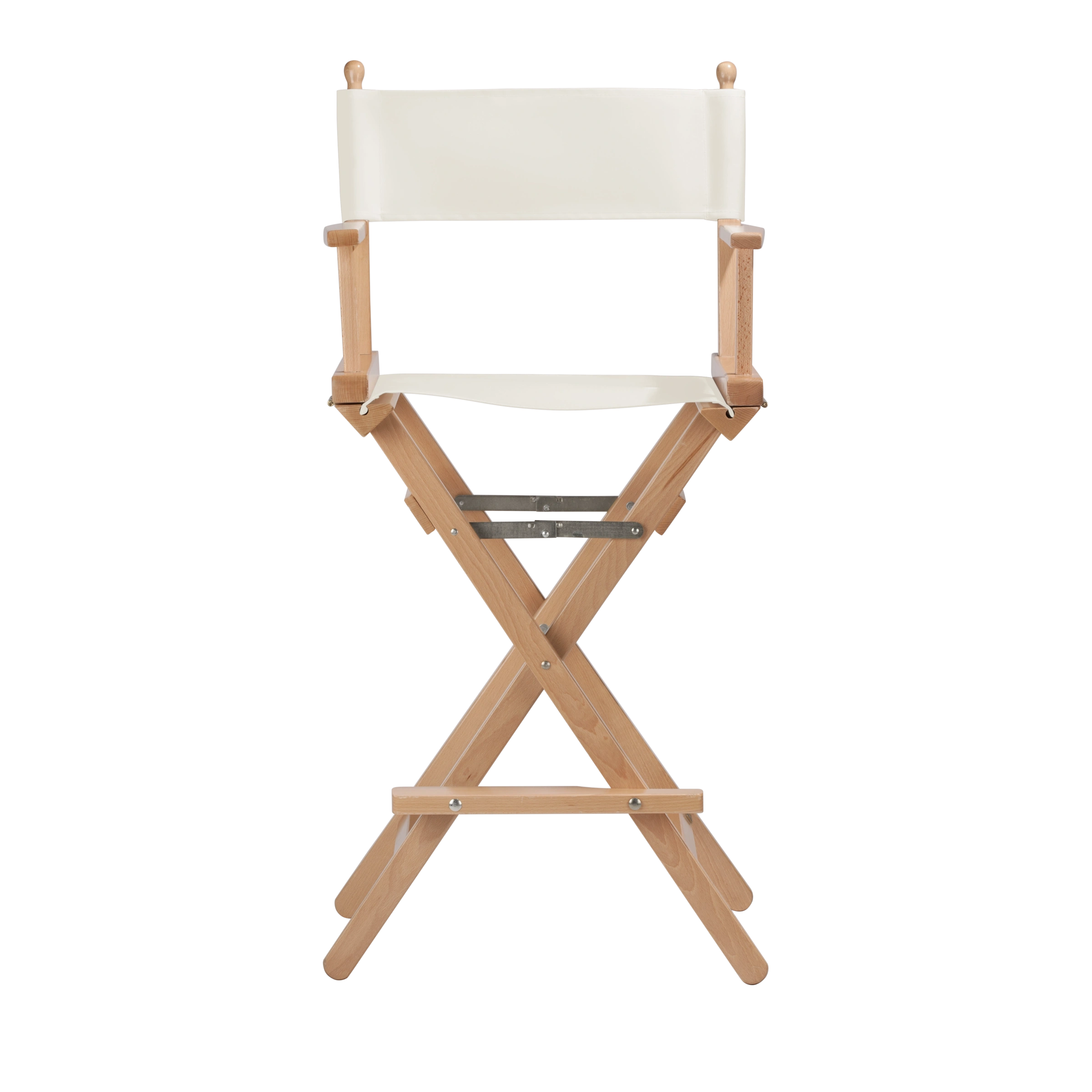 Regiestuhl Steven aus naturfarbenem Buchenholz mit weißem Bezug, Frontalansicht
#Classic | Set (Farbe)_weiß