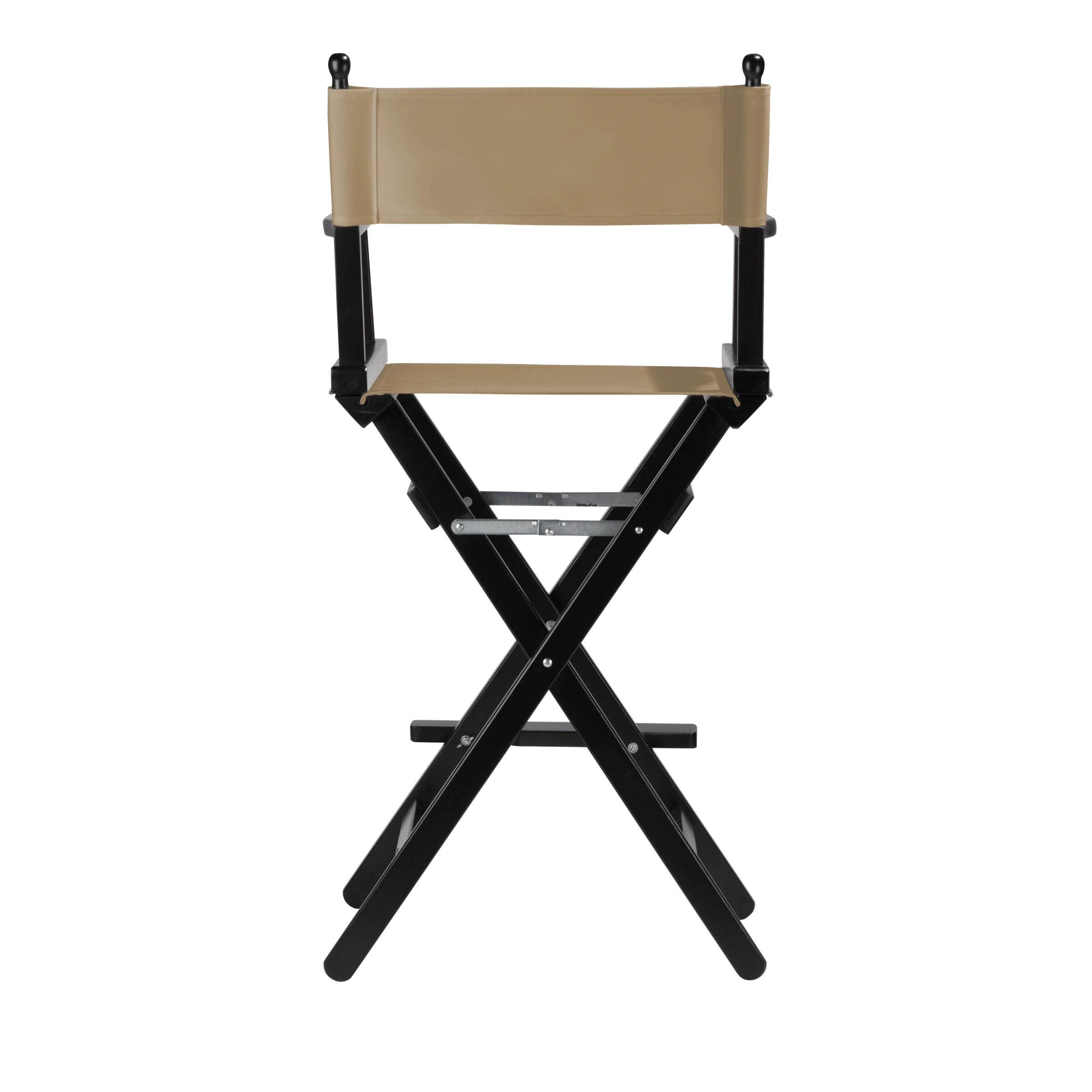 Regiestuhl Steven aus schwarzem Buchenholz mit grau-beigem Bezug, Rückansicht
#Classic | Set (Farbe)_grau-beige