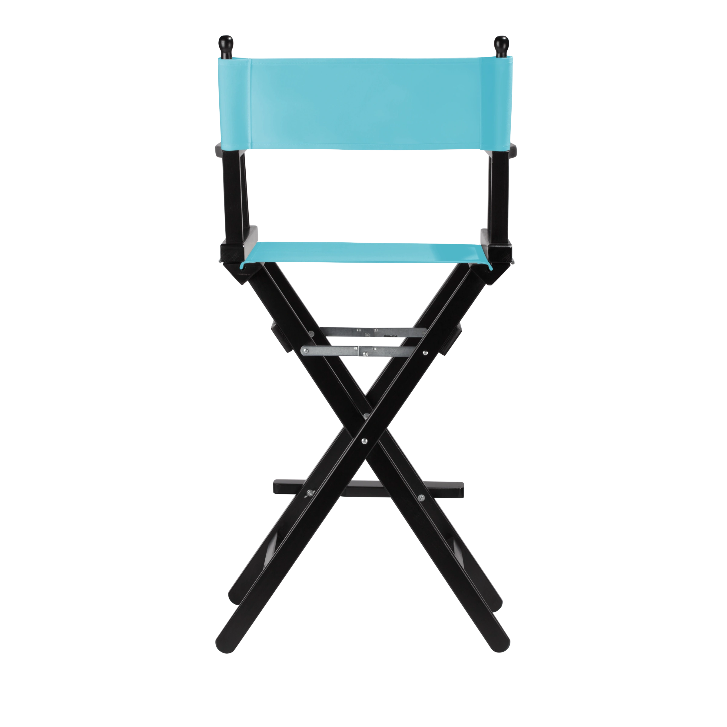 Regiestuhl Steven aus schwarzem Buchenholz mit hellblauem Bezug, Rückansicht
#Classic | Set (Farbe)_hellblau