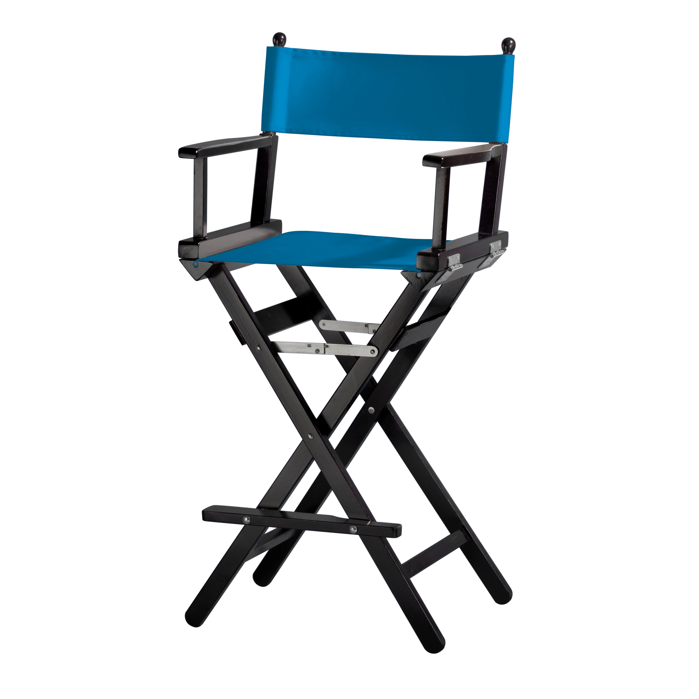 Regiestuhl Steven aus schwarzem Buchenholz mit blauem Bezug, Seitenansicht
#Classic | Set (Farbe)_blau