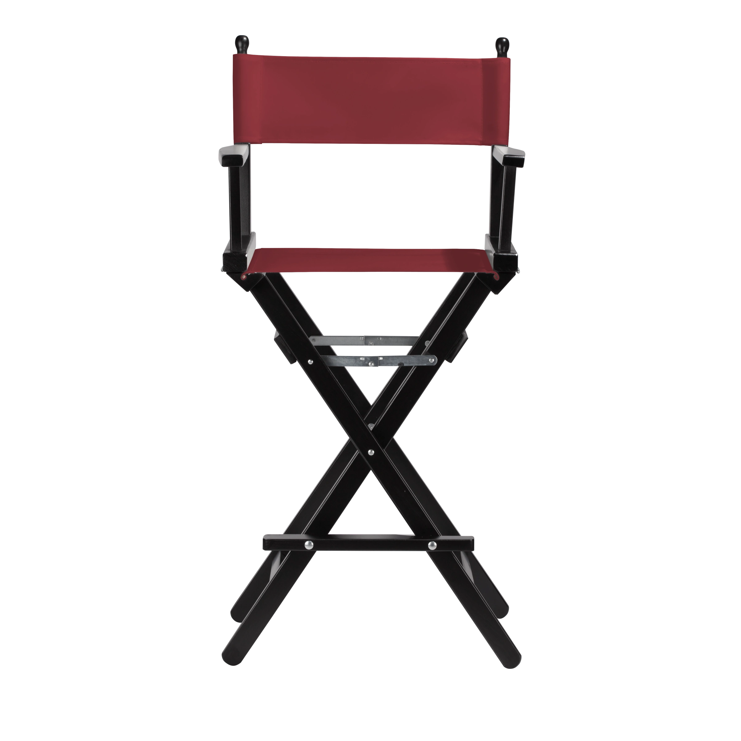 Regiestuhl Steven aus schwarzem Buchenholz mit Bezug in bordeaux, Frontalansicht
#Classic | Set (Farbe)_bordeaux