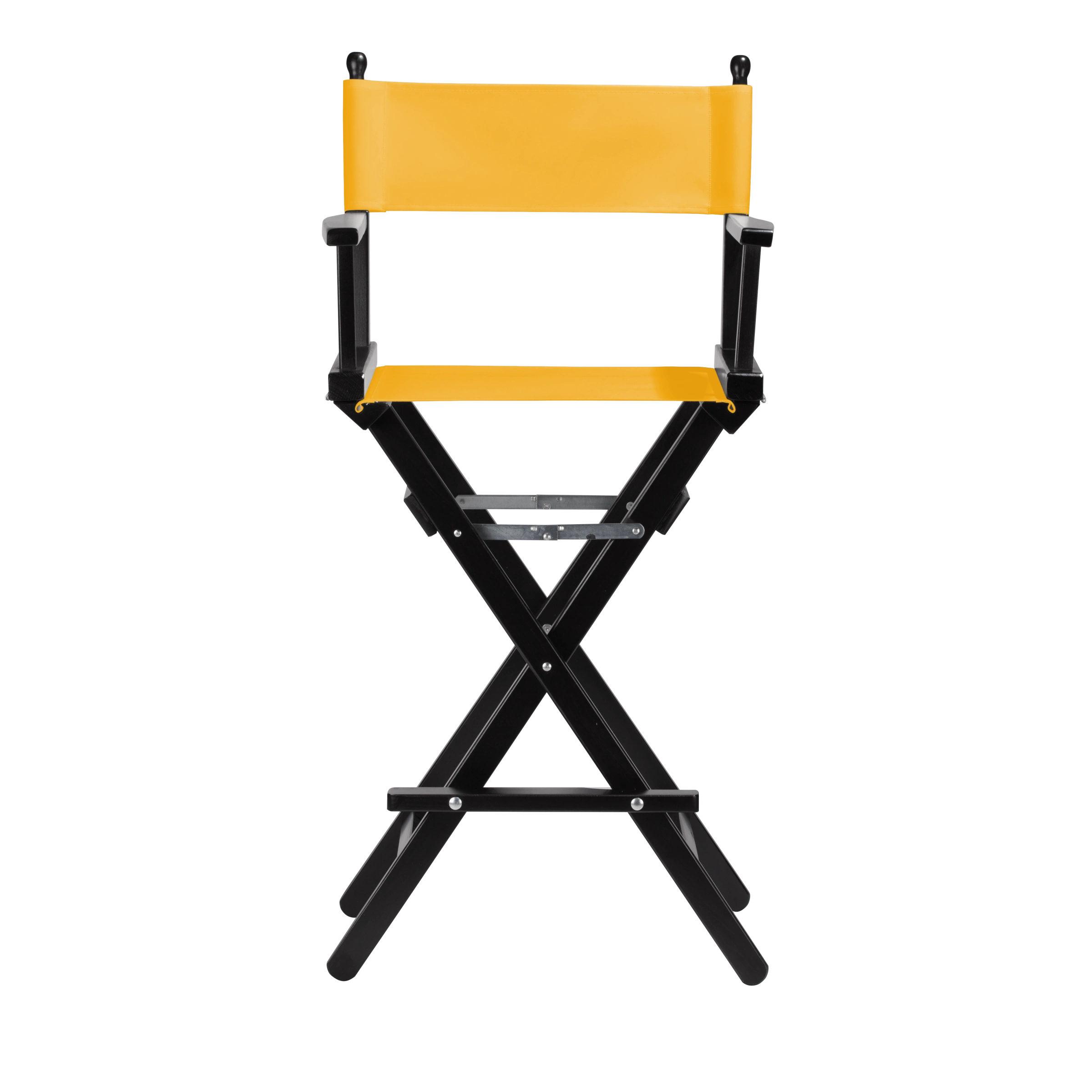 Regiestuhl Steven aus schwarzem Buchenholz mit gelbem Bezug, Frontalansicht
#Classic | Set (Farbe)_gelb