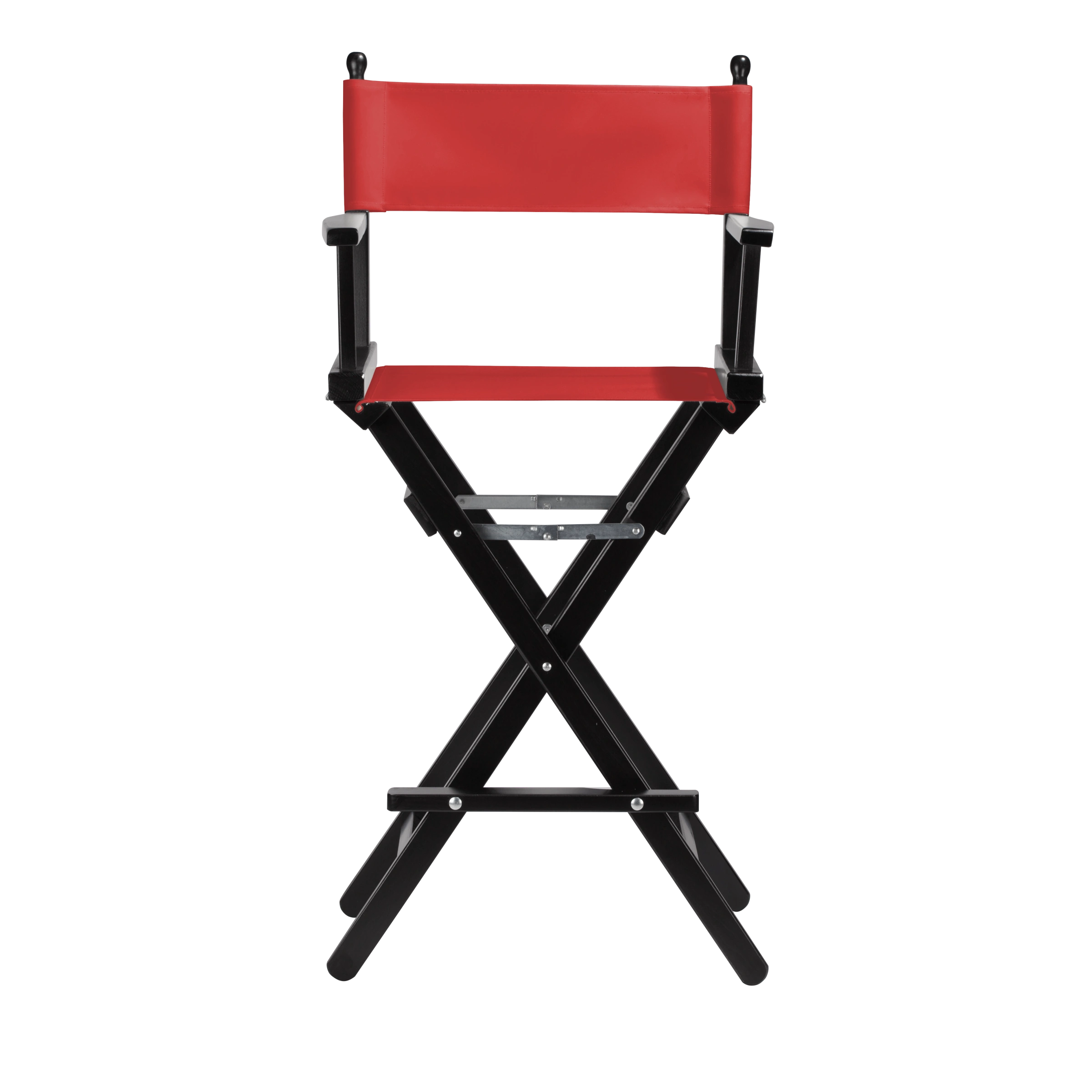 Regiestuhl Steven aus schwarzem Buchenholz mit Bezug in rivarot, Frontalansicht
#Classic | Set (Farbe)_rivarot