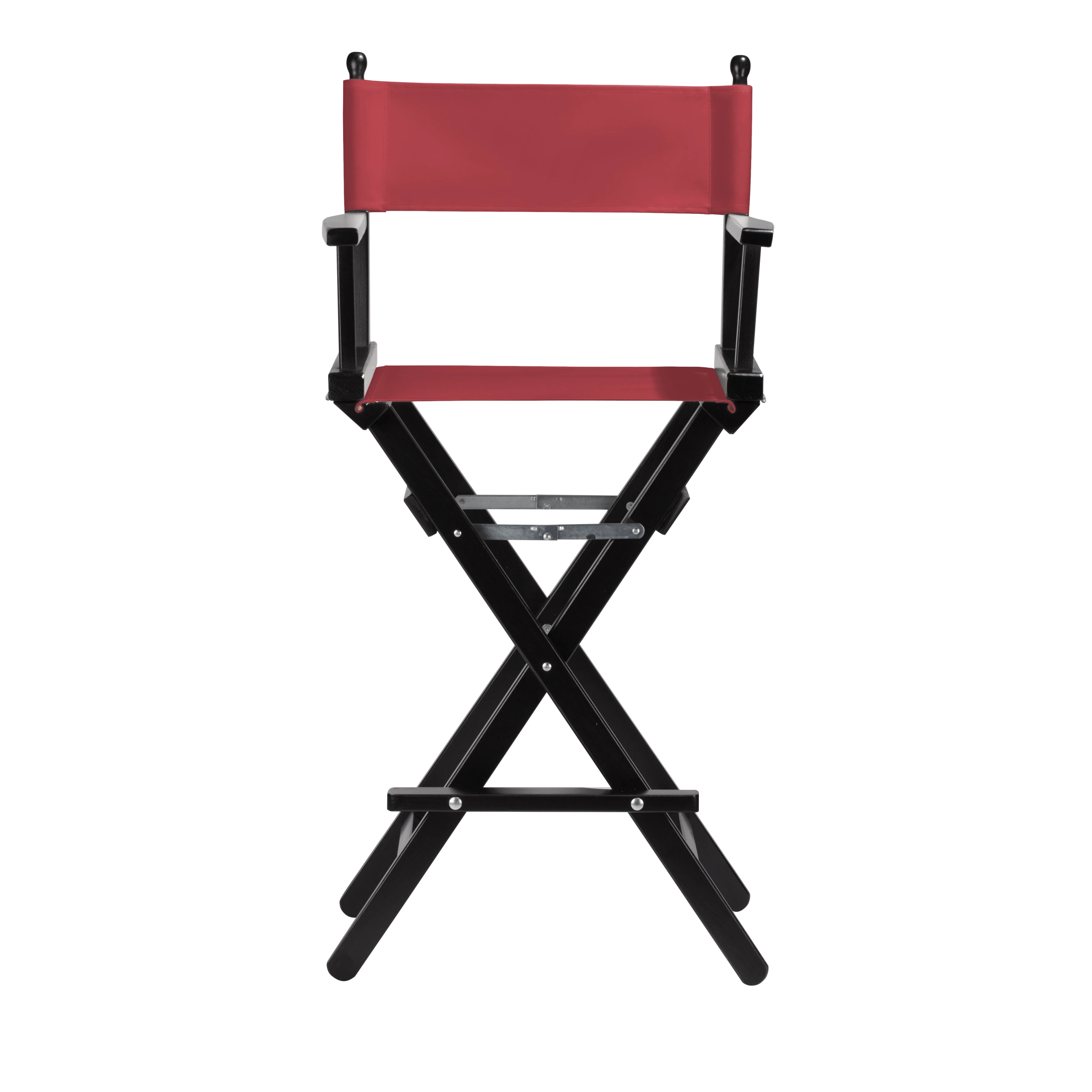 Regiestuhl Steven aus schwarzem Buchenholz mit rotem Bezug, Frontalansicht
#Classic | Set (Farbe)_rot