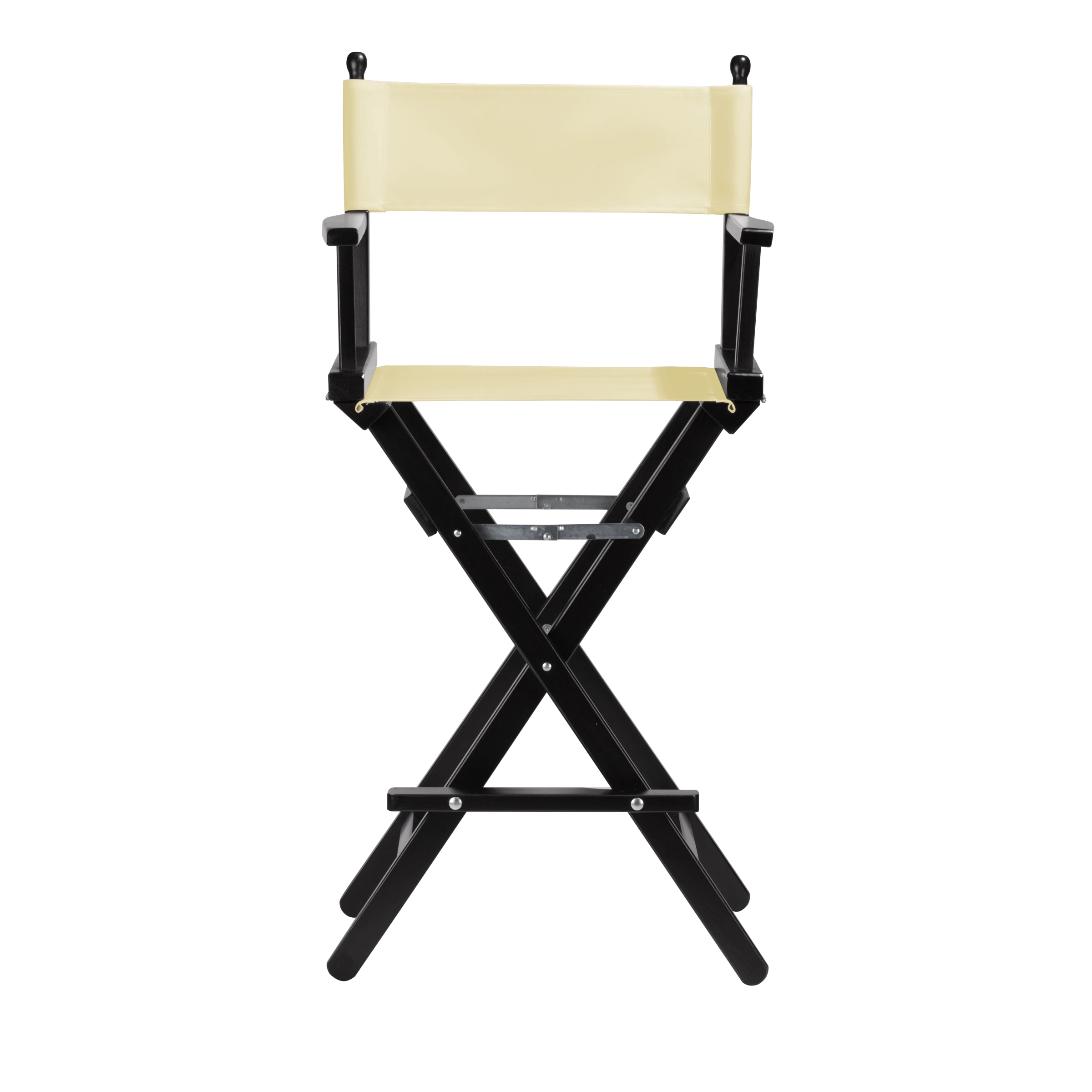 Regiestuhl Steven aus schwarzem Buchenholz mit Bezug in vanille, Frontalansicht
#Classic | Set (Farbe)_vanille