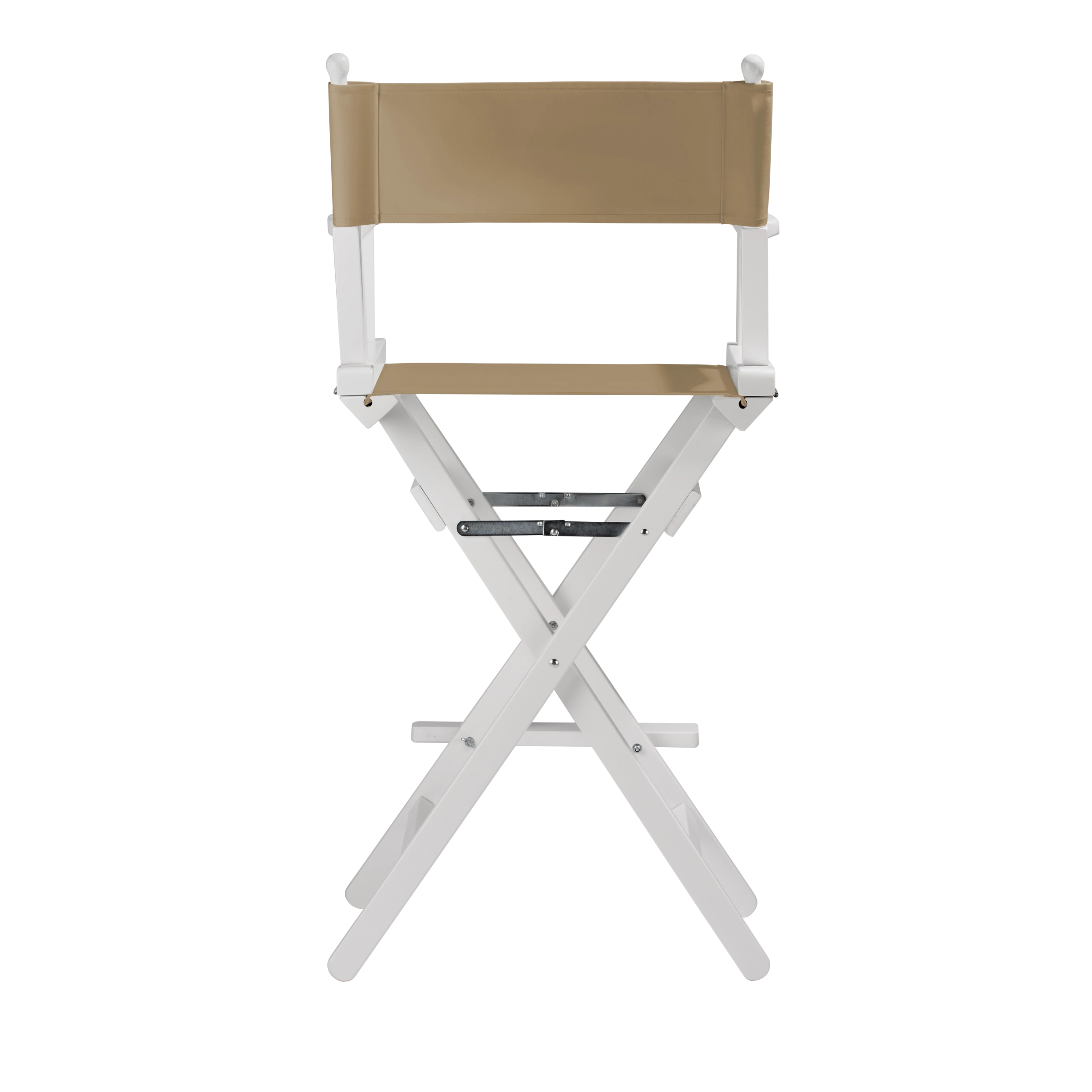 Regiestuhl Steven aus weißem Buchenholz mit Bezug in grau-beige, Rückansicht
#Classic | Set (Farbe)_grau-beige