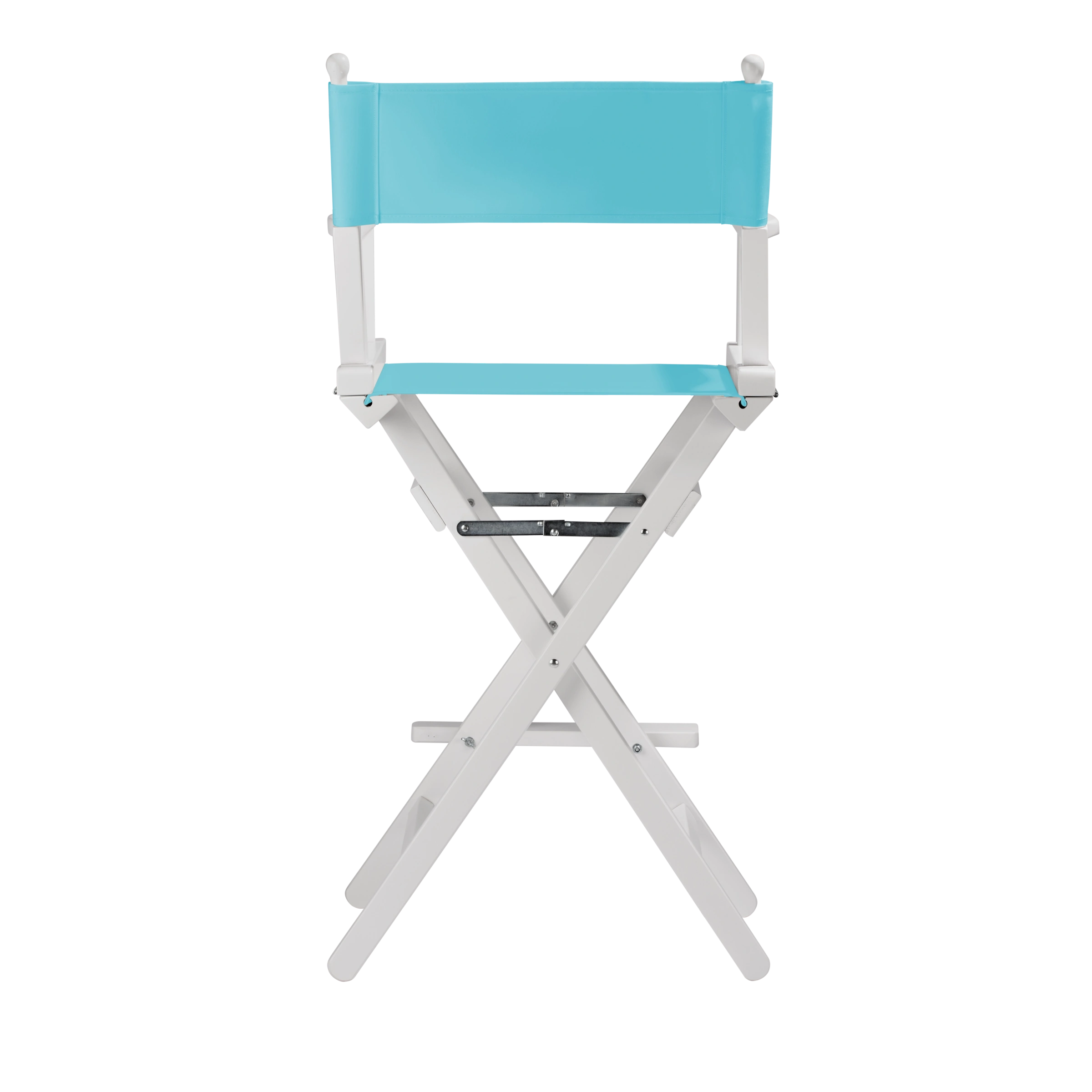 Regiestuhl Steven aus weißem Buchenholz mit hellblauem Bezug, Rückansicht
#Classic | Set (Farbe)_hellblau