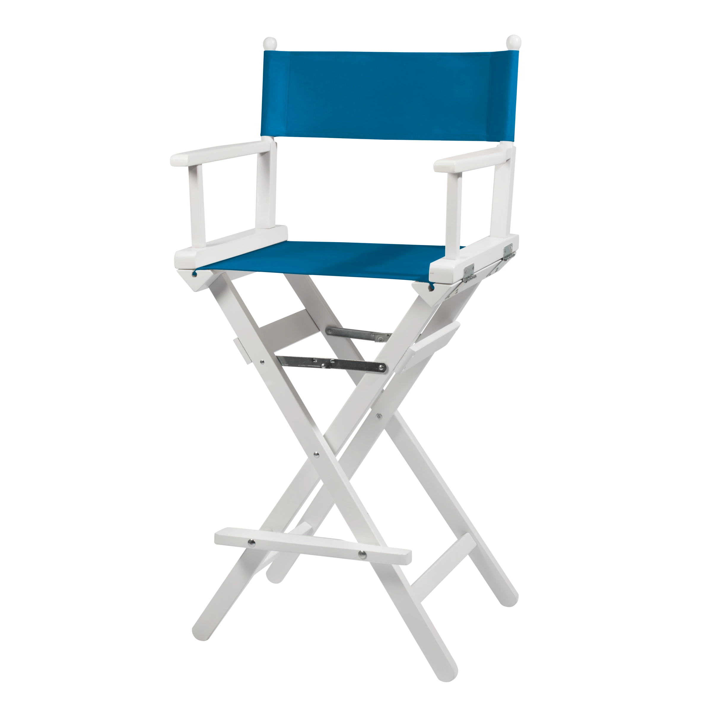 Regiestuhl Steven aus weißem Buchenholz mit blauem Bezug, Seitenansicht
#Classic | Set (Farbe)_blau