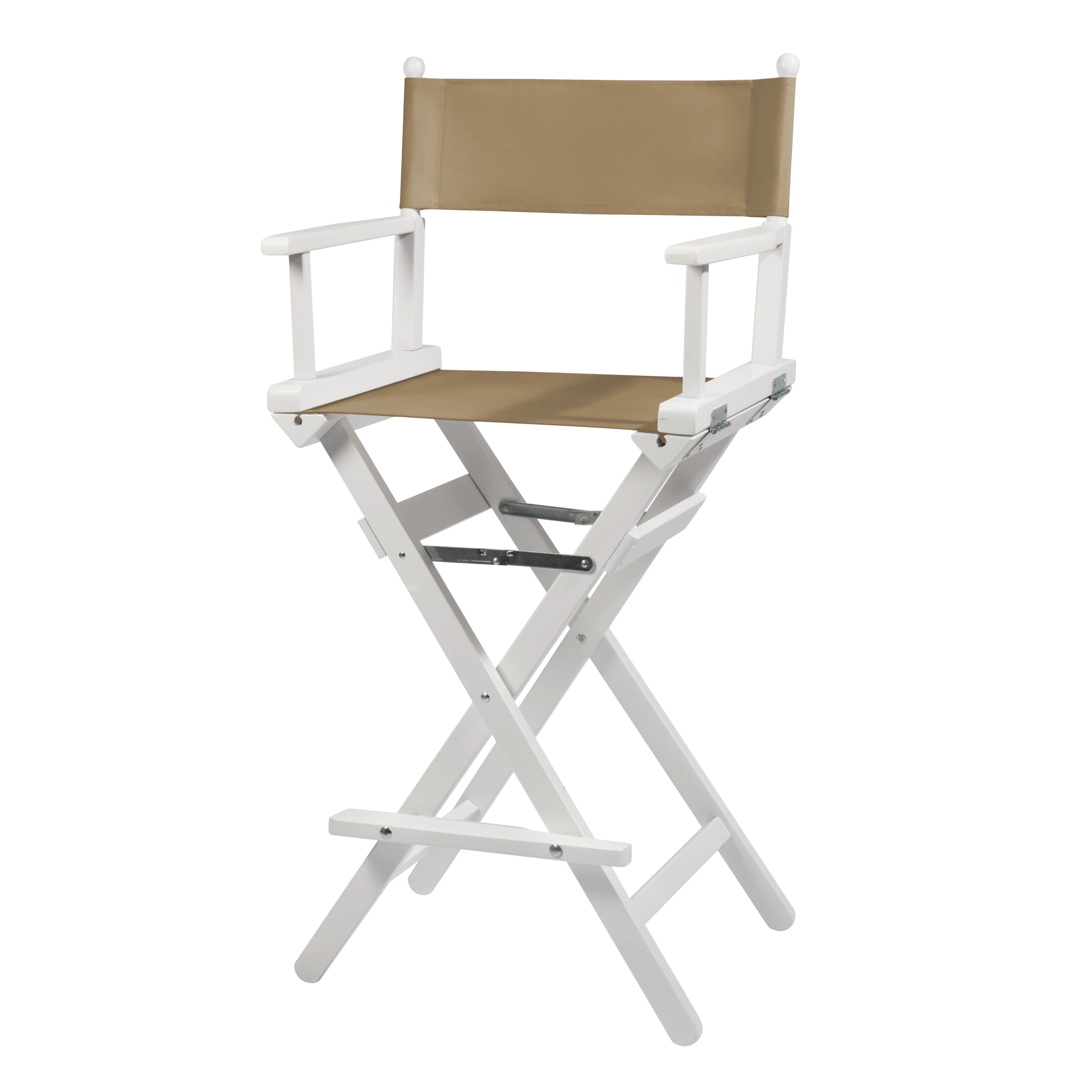 Regiestuhl Steven aus weißem Buchenholz mit Bezug in grau-beige, Seitenansicht
#Classic | Set (Farbe)_grau-beige