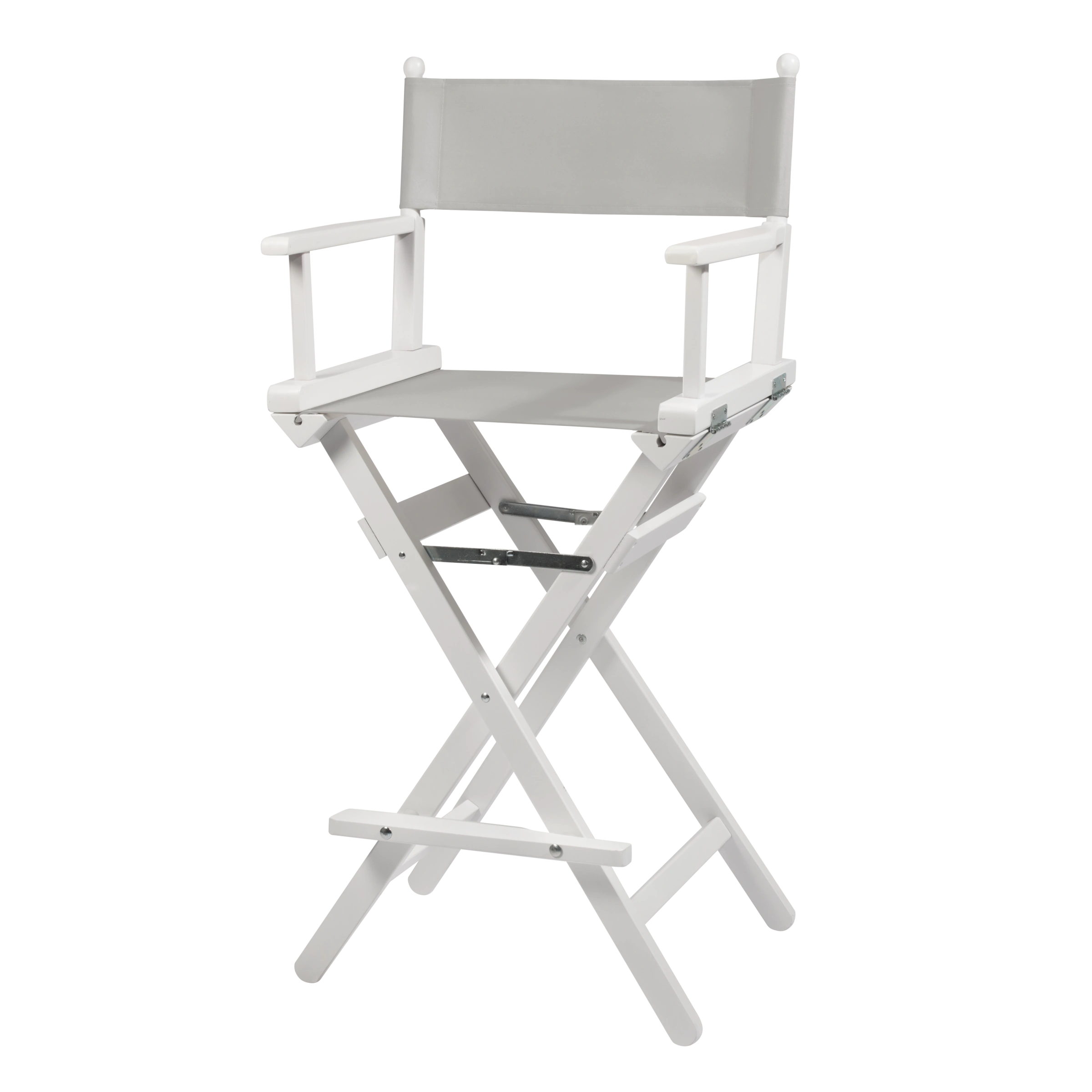 Regiestuhl Steven aus weißem Buchenholz mit hellgrauem Bezug, Seitenansicht
#Classic | Set (Farbe)_hellgrau