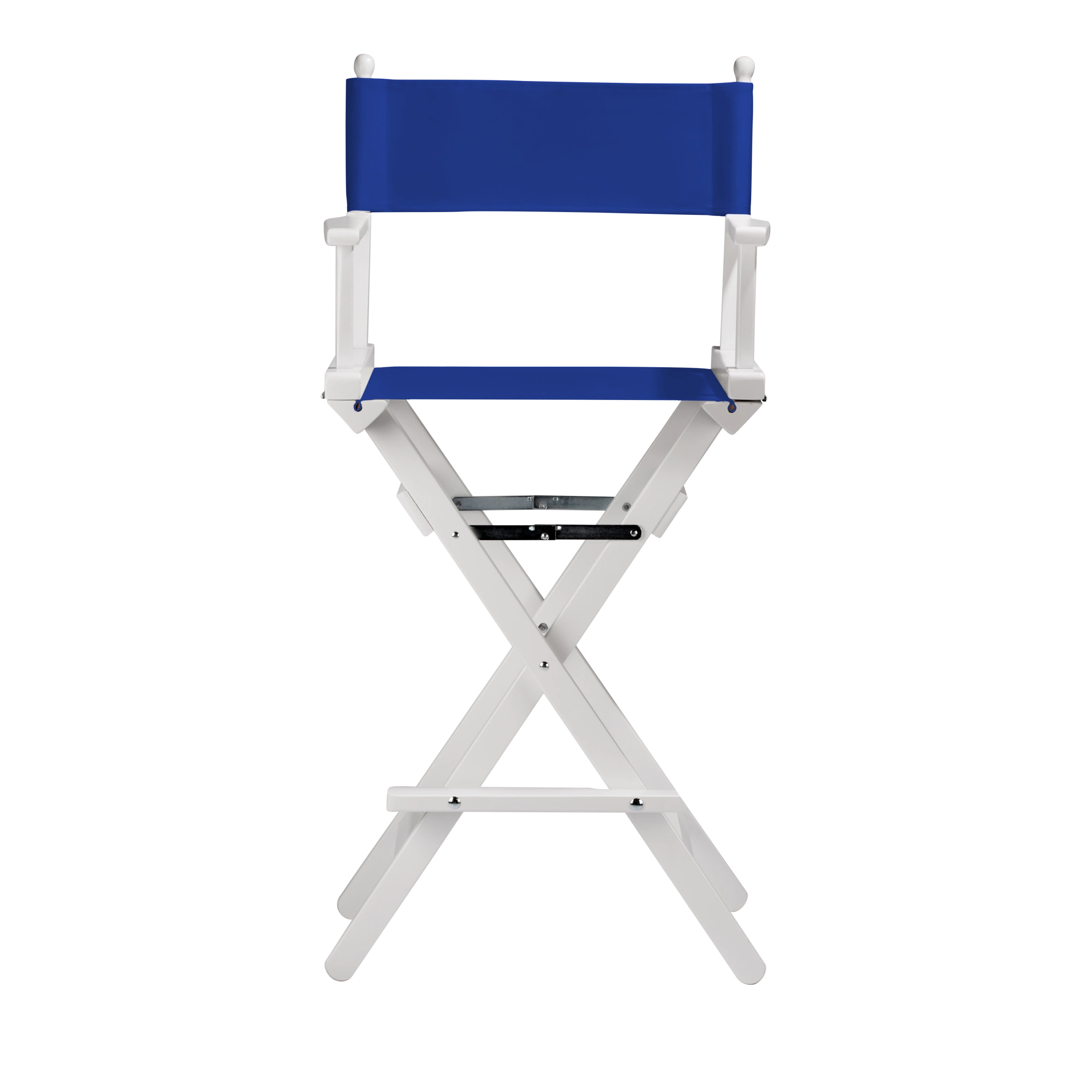 Regiestuhl Steven aus weißem Buchenholz mit dunkelblauem Bezug, Frontalansicht
#Classic | Set (Farbe)_dunkelblau