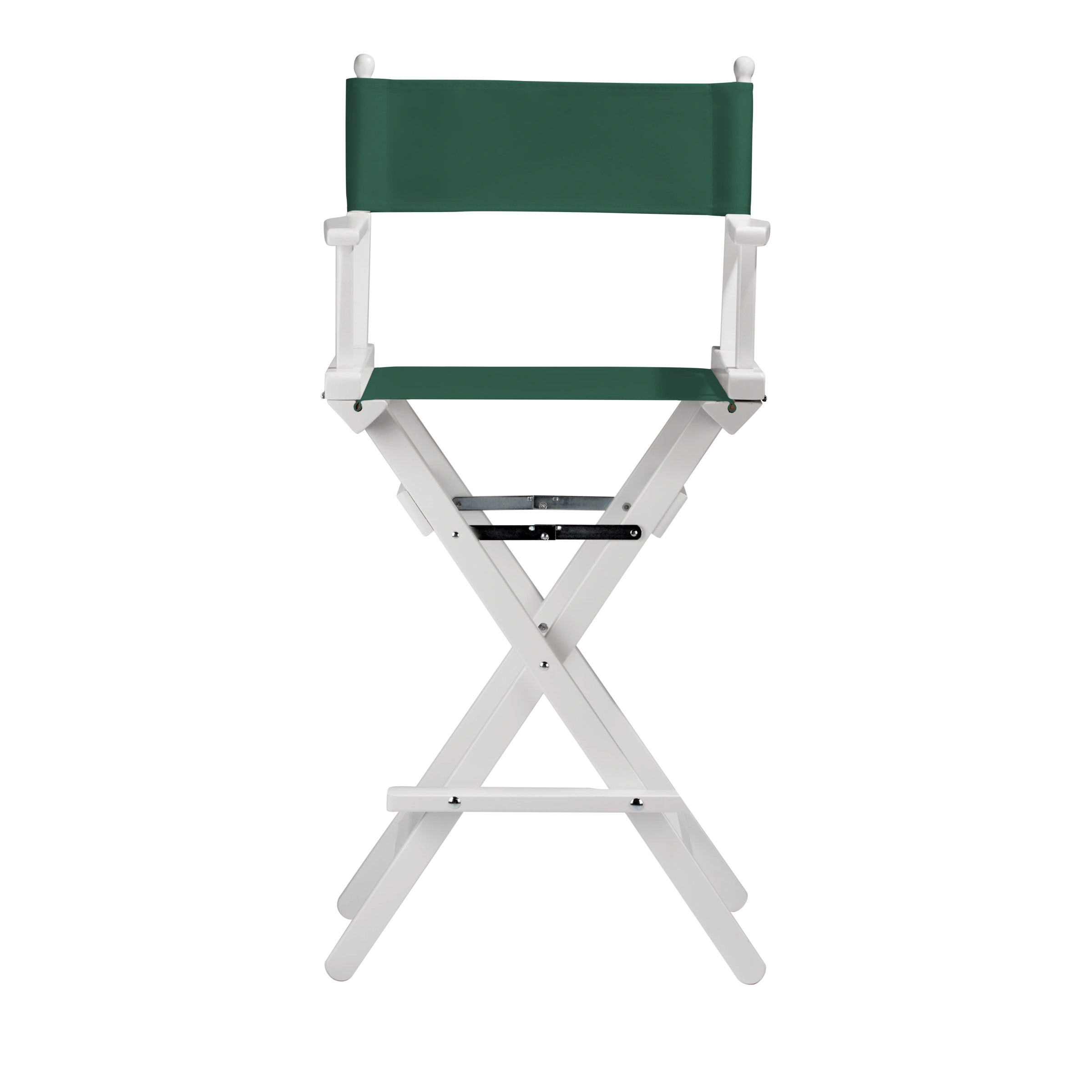 Regiestuhl Steven aus weißem Buchenholz mit dunkelgrünem Bezug, Frontalansicht
#Classic | Set (Farbe)_dunkelgrün