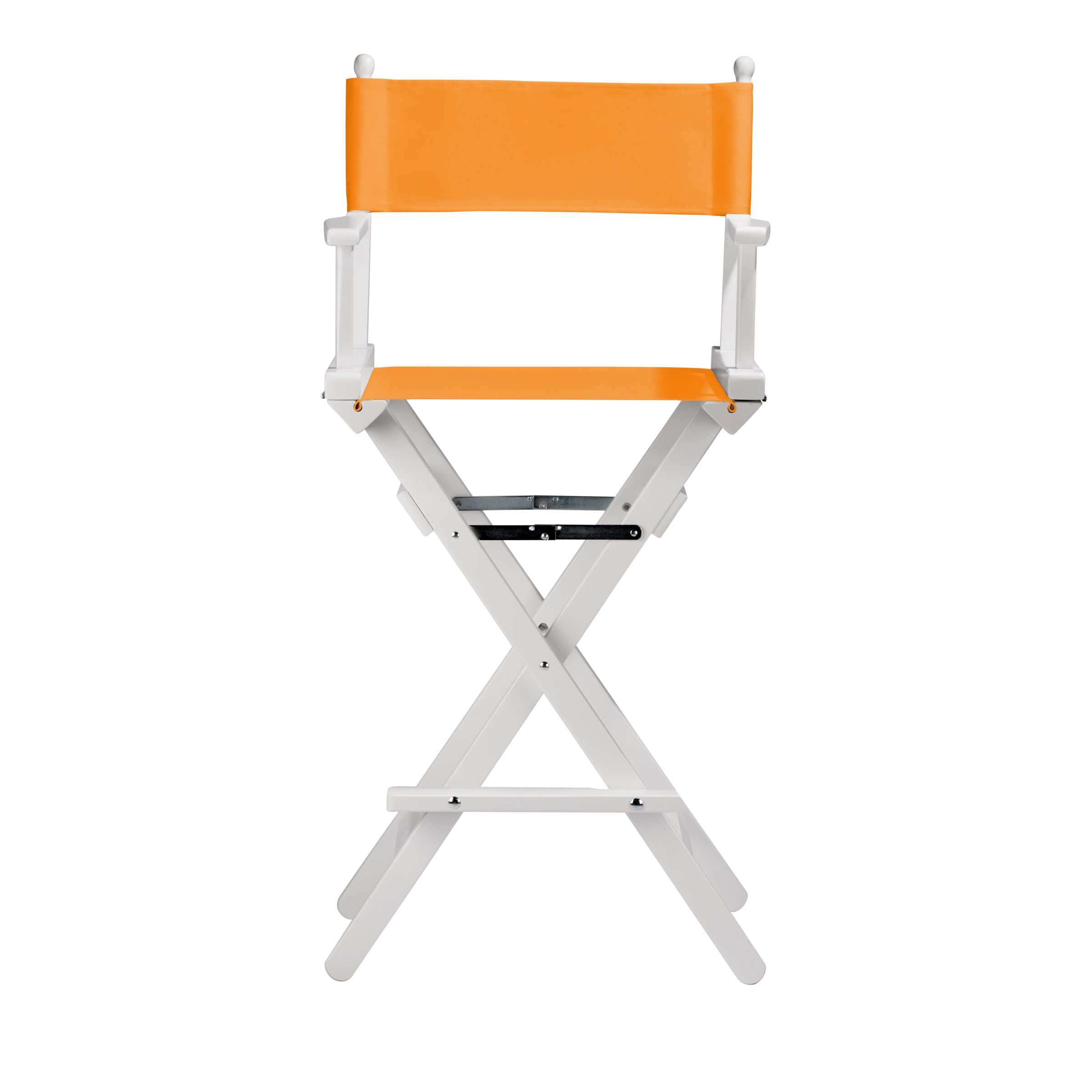 Regiestuhl Steven aus weißem Buchenholz mit Bezug in mandarine, Frontalansicht
#Classic | Set (Farbe)_mandarine