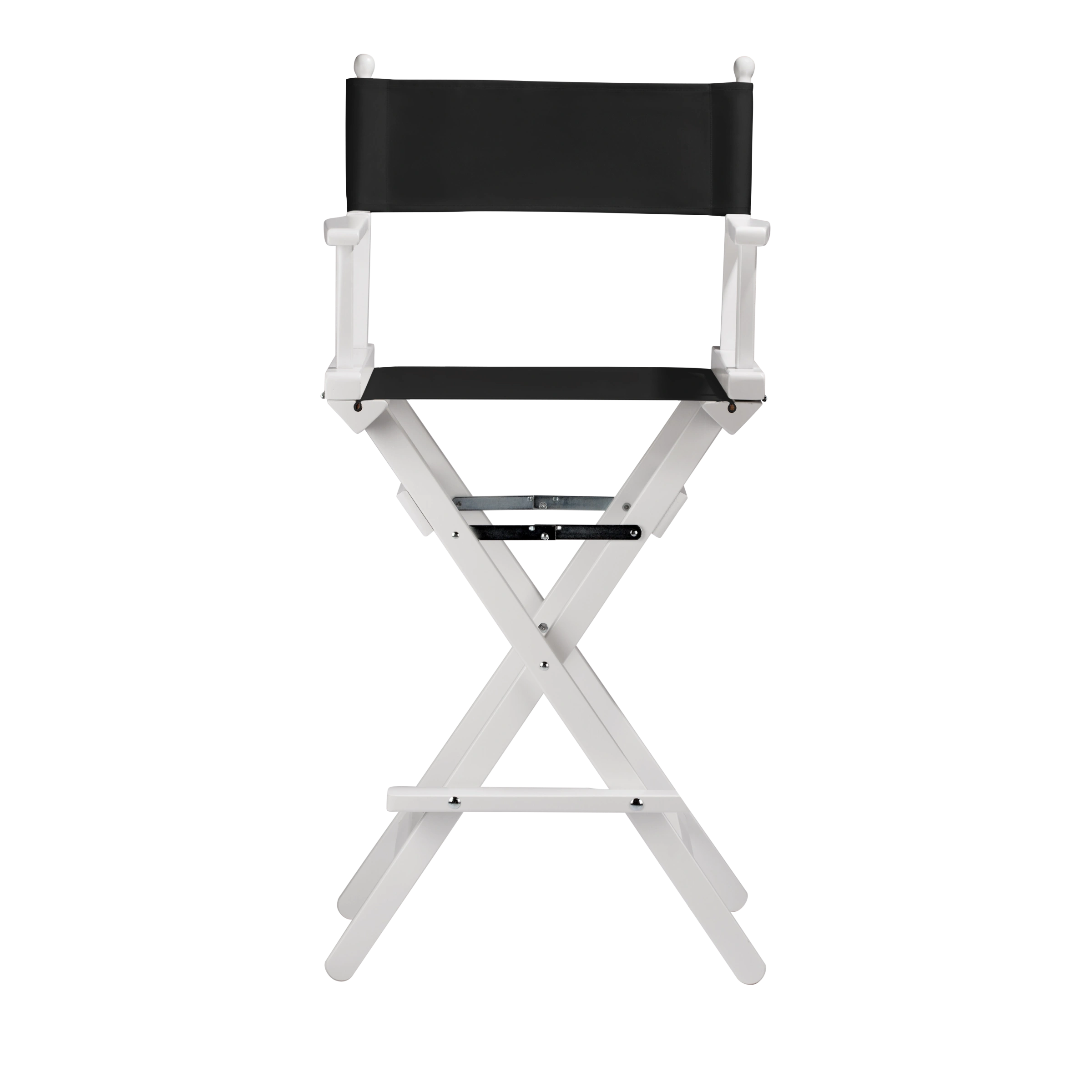 Regiestuhl Steven aus weißem Buchenholz mit schwarzem Bezug, Frontalansicht
#Classic | Set (Farbe)_schwarz