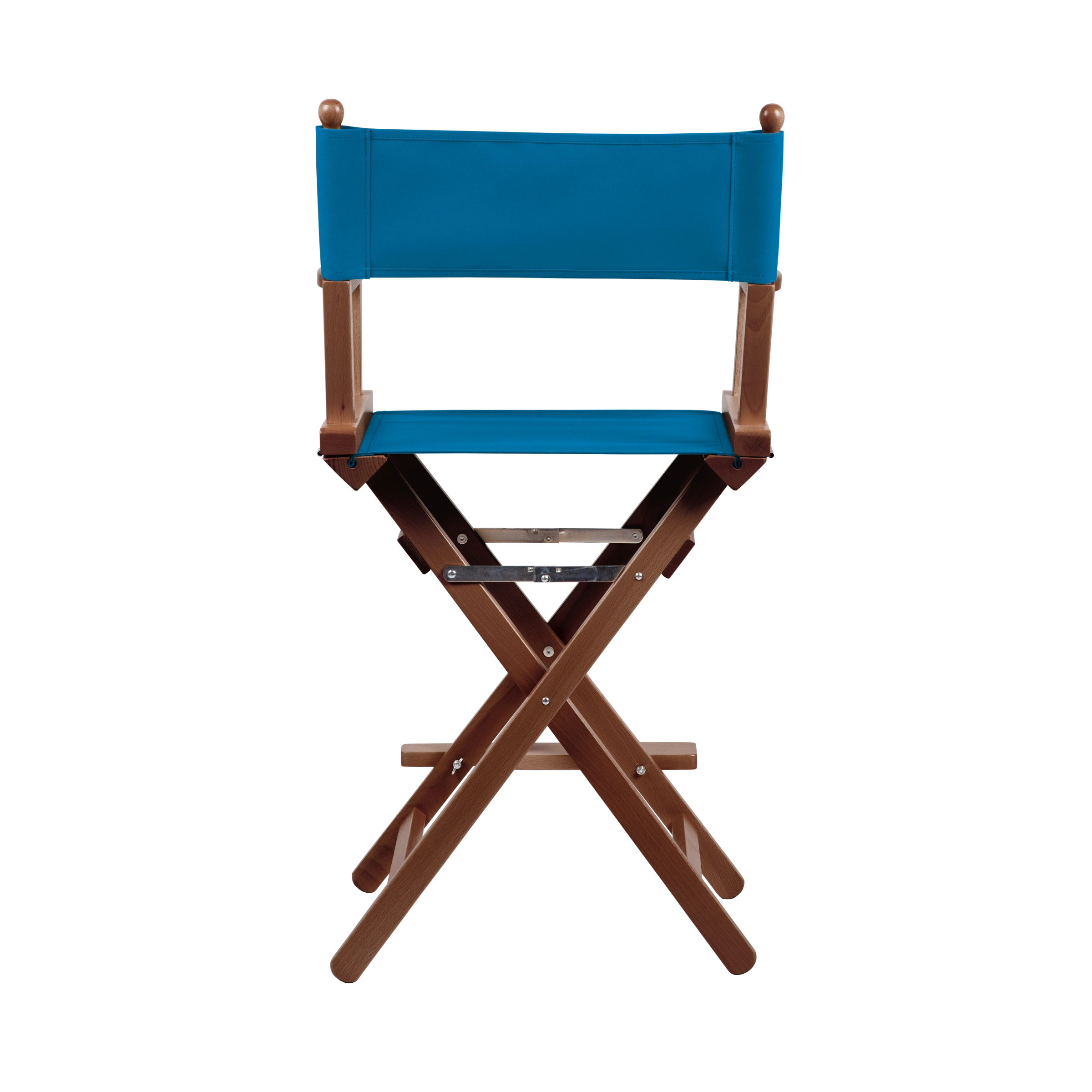 Regiestuhl Sydney aus braunem Buchenholz mit blauem Bezug, Rückansicht
#Classic | Set (Farbe)_blau