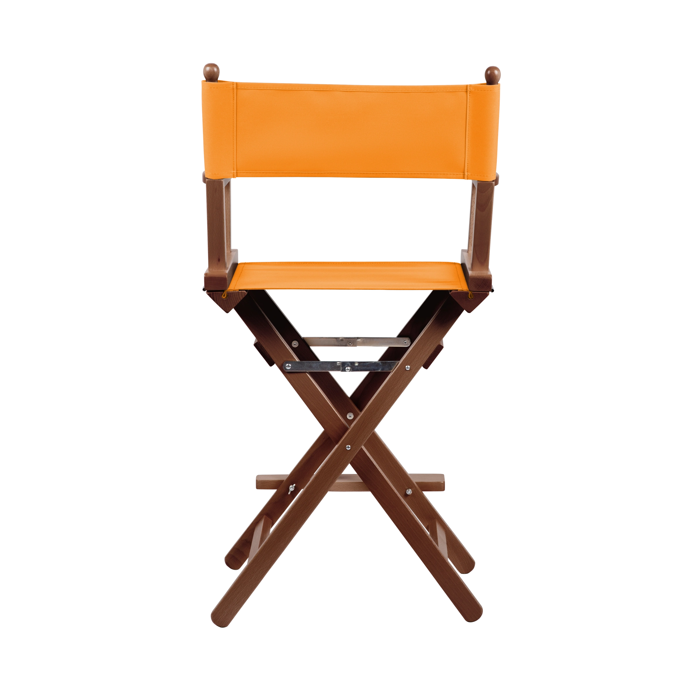 Regiestuhl Sydney aus braunem Buchenholz mit Bezug in mandarine, Rückansicht
#Classic | Set (Farbe)_mandarine