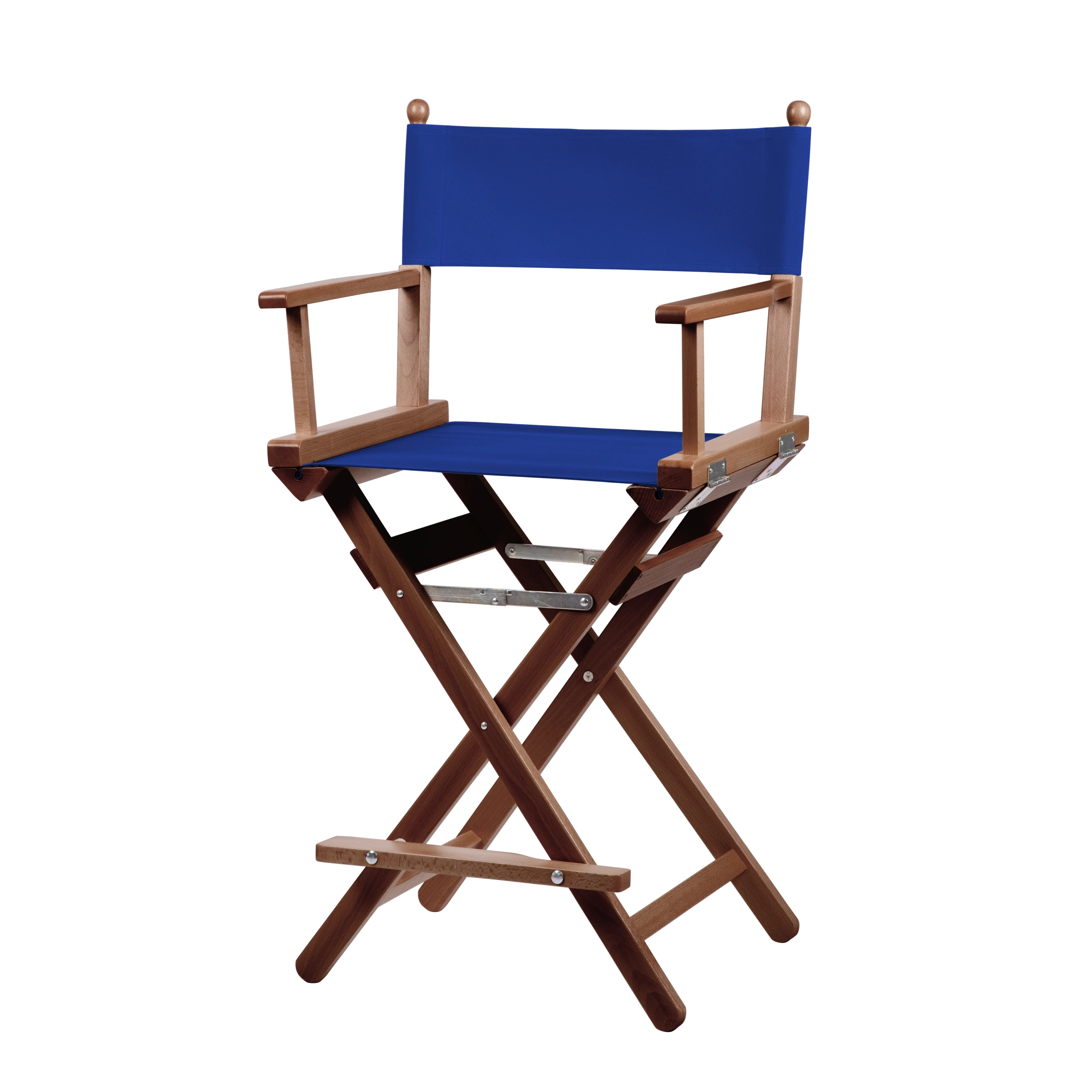 Regiestuhl Sydney aus braunem Buchenholz mit dunkelblauem Bezug, Seitenansicht
#Classic | Set (Farbe)_dunkelblau