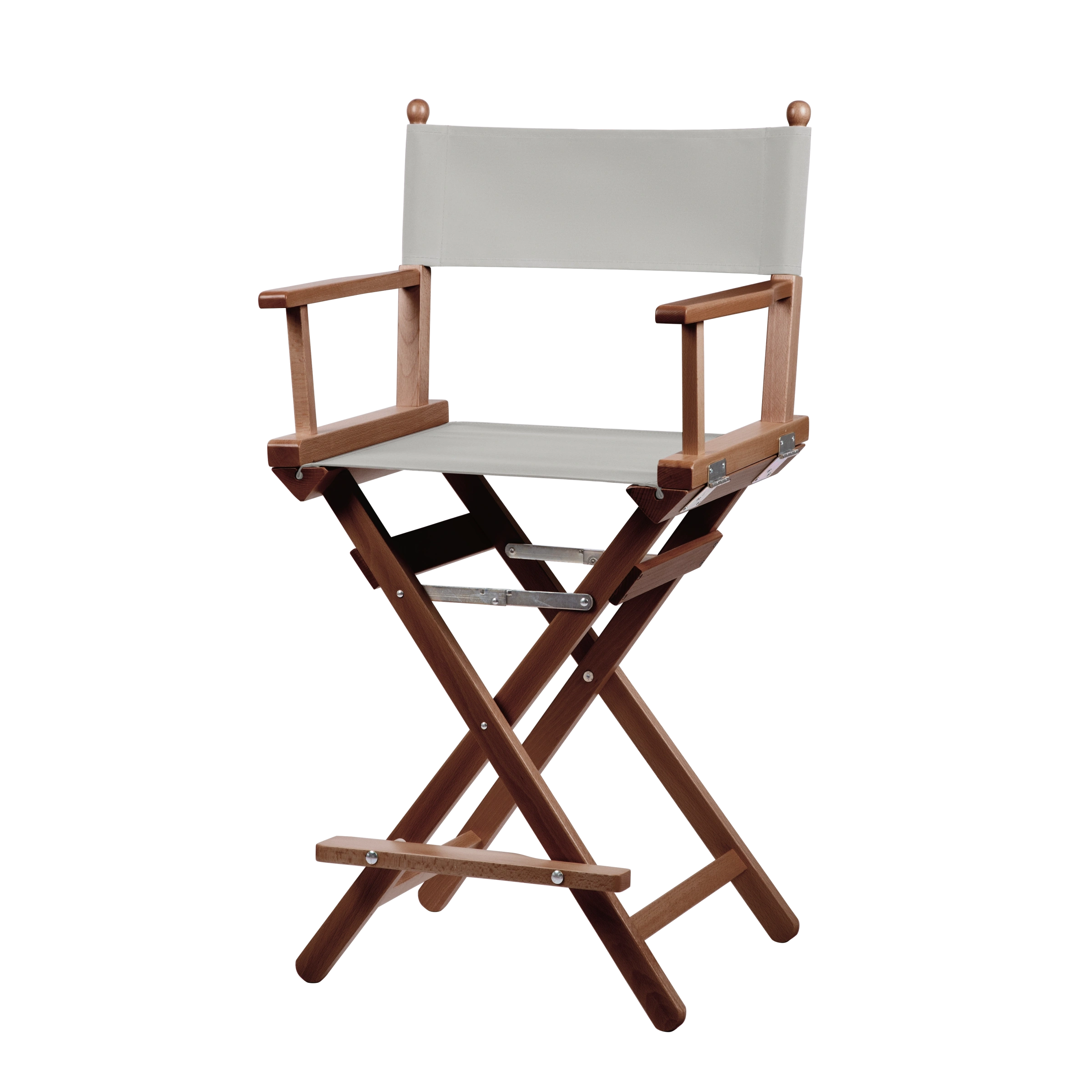 Regiestuhl Sydney aus braunem Buchenholz mit hellgrauem Bezug, Seitenansicht
#Classic | Set (Farbe)_hellgrau