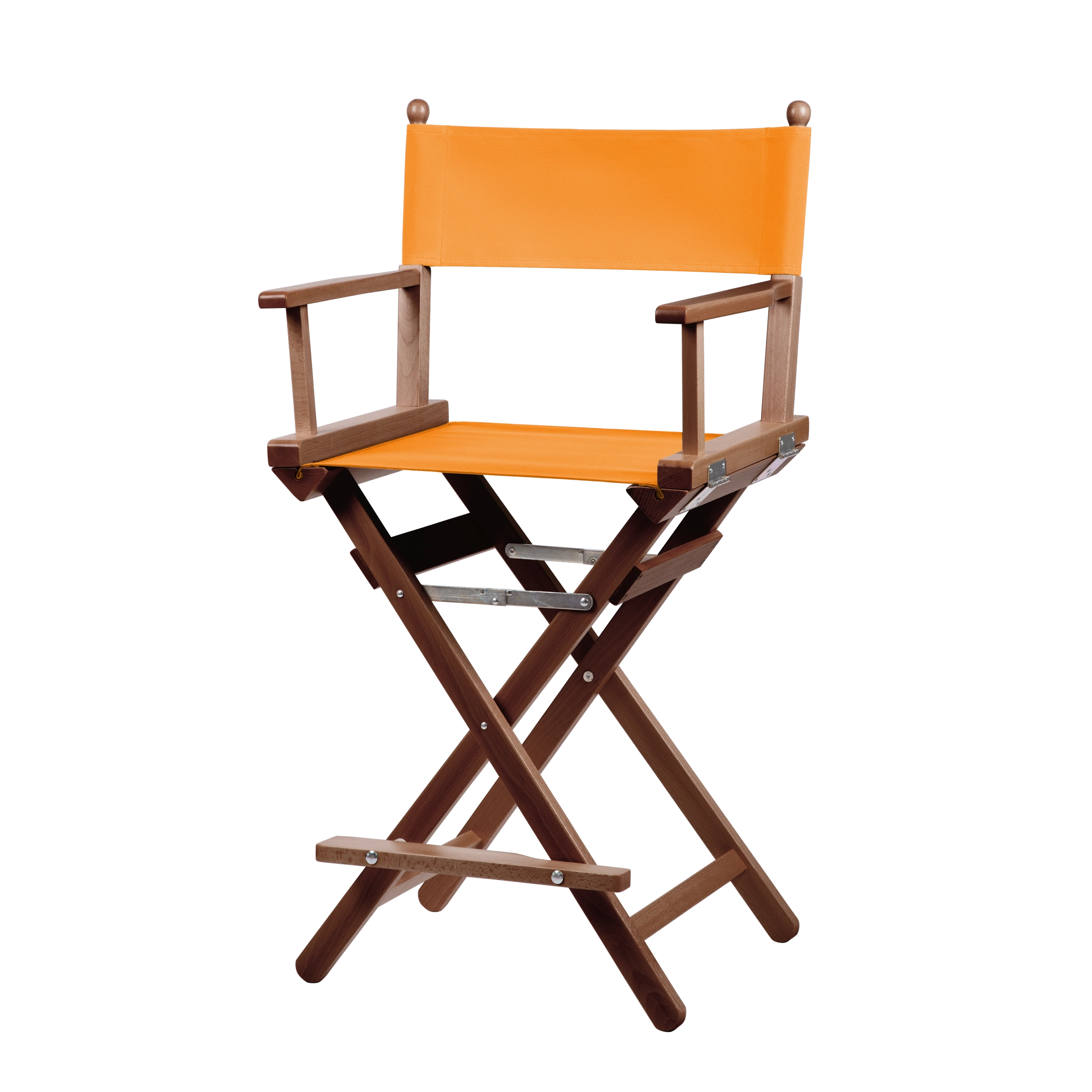 Regiestuhl Sydney aus braunem Buchenholz mit Bezug in mandarine, Seitenansicht
#Classic | Set (Farbe)_mandarine