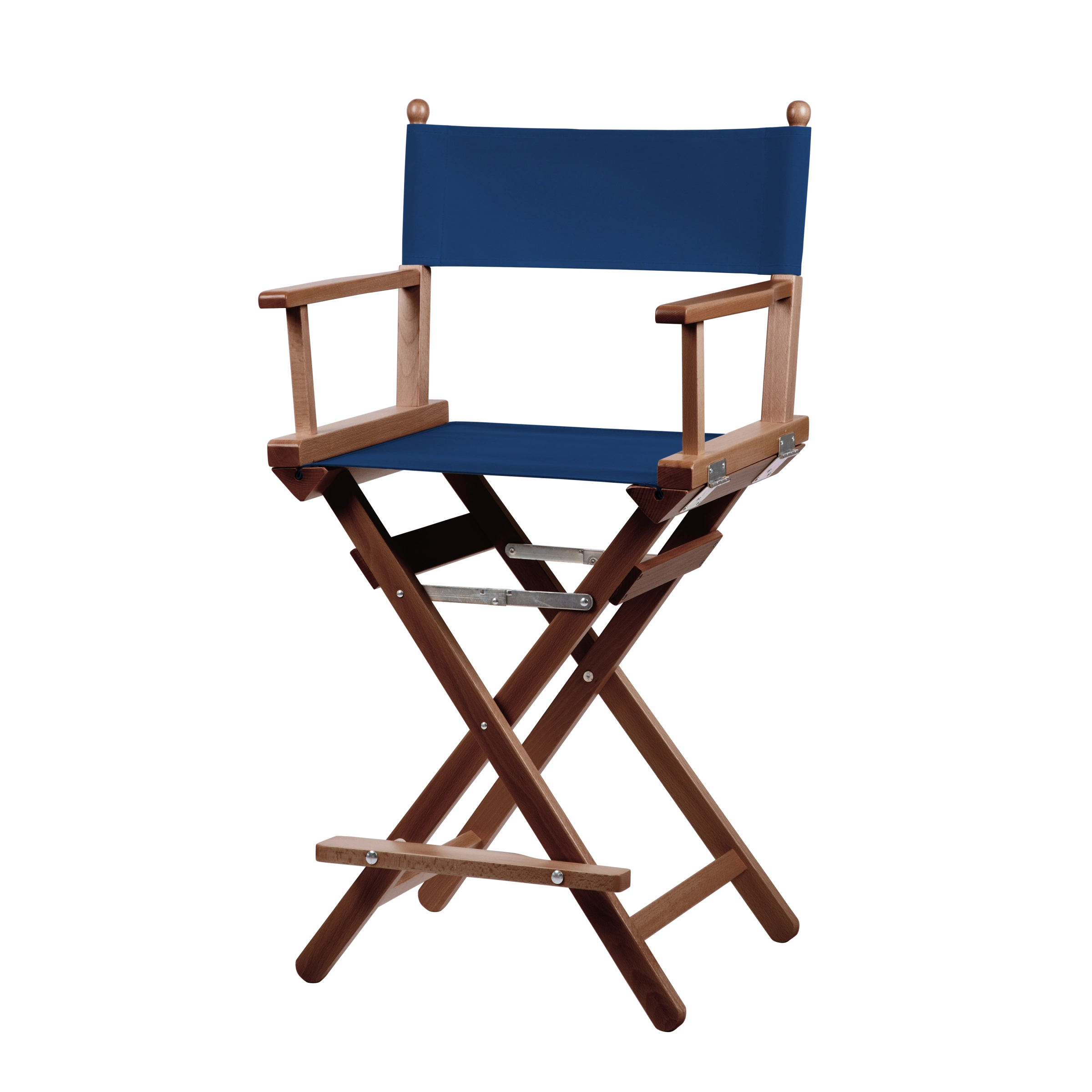 Regiestuhl Sydney aus braunem Buchenholz mit Bezug in marine, Seitenansicht
#Classic | Set (Farbe)_marine