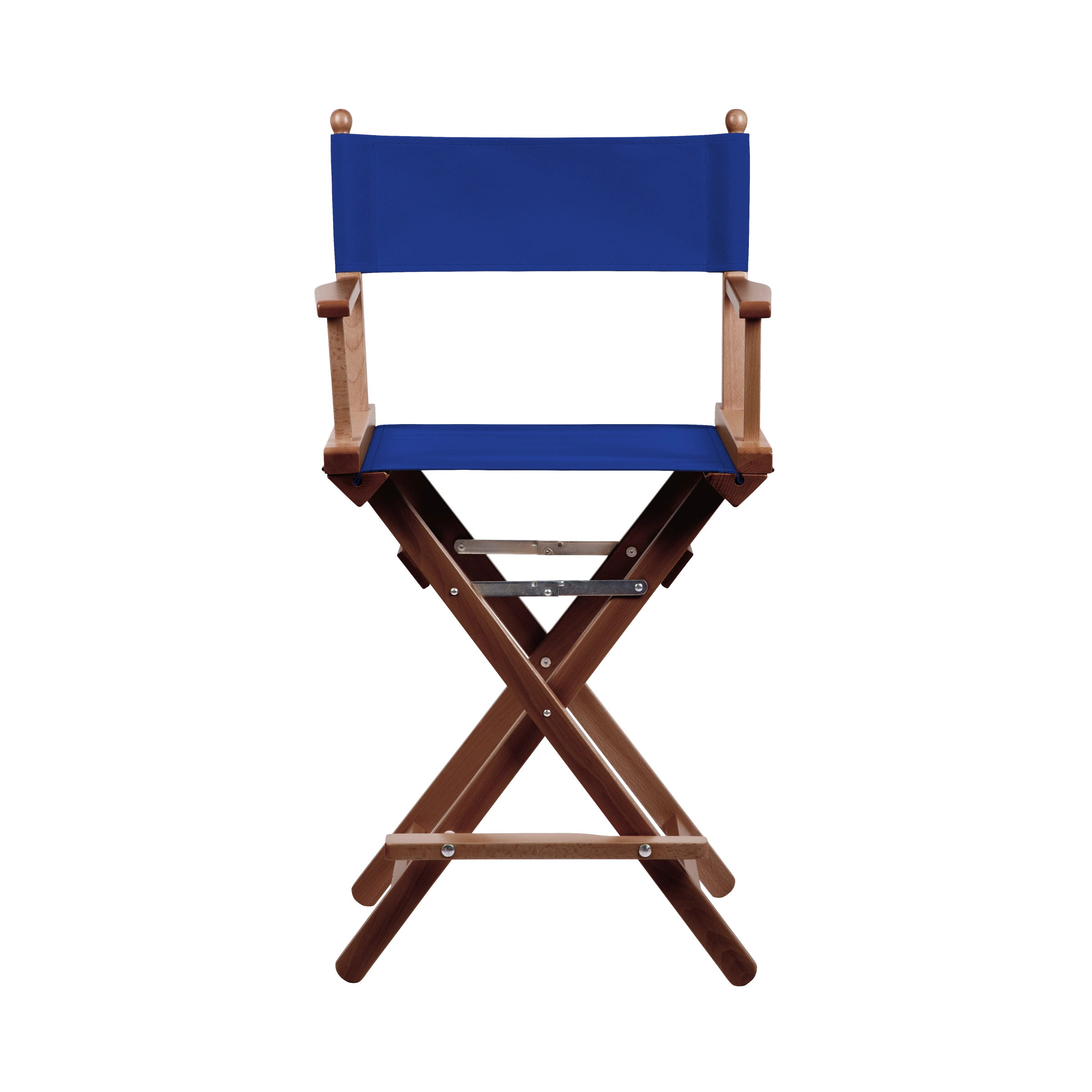 Regiestuhl Sydney aus braunem Buchenholz mit dunkelblauem Bezug, Frontalansicht
#Classic | Set (Farbe)_dunkelblau