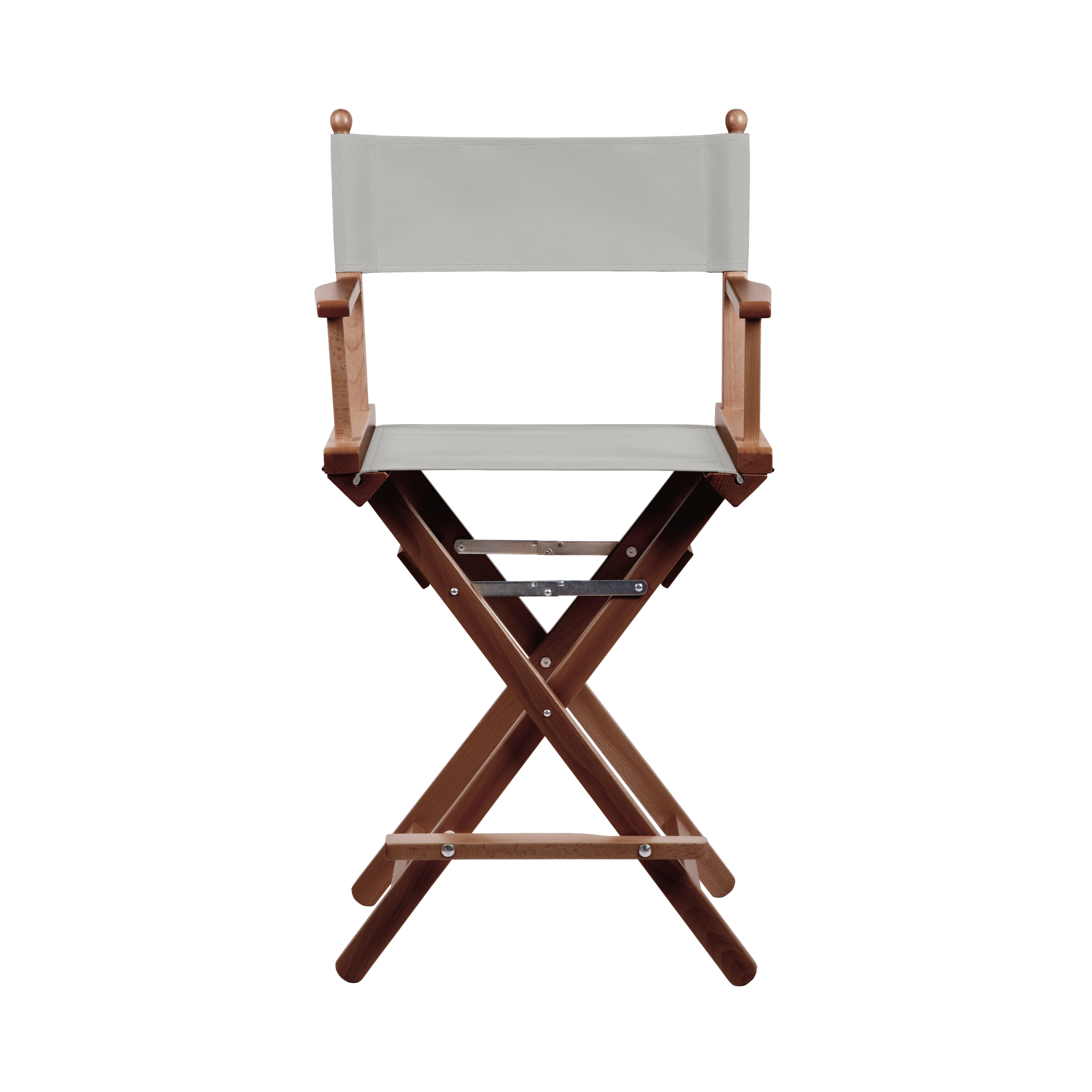 Regiestuhl Sydney aus braunem Buchenholz mit hellgrauem Bezug, Frontalansicht
#Classic | Set (Farbe)_hellgrau