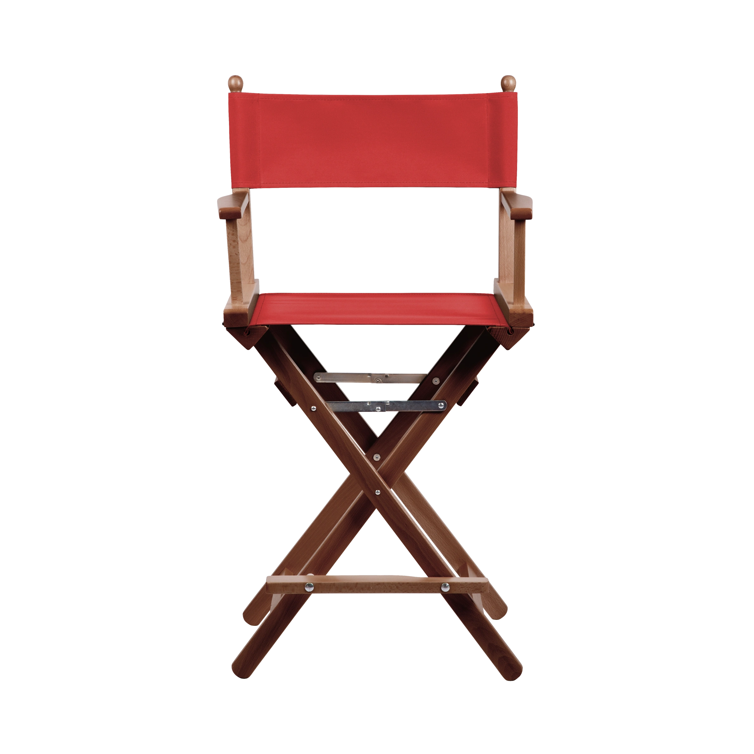 Regiestuhl Sydney aus braunem Buchenholz mit Bezug in rivarot, Frontalansicht
#Classic | Set (Farbe)_rivarot