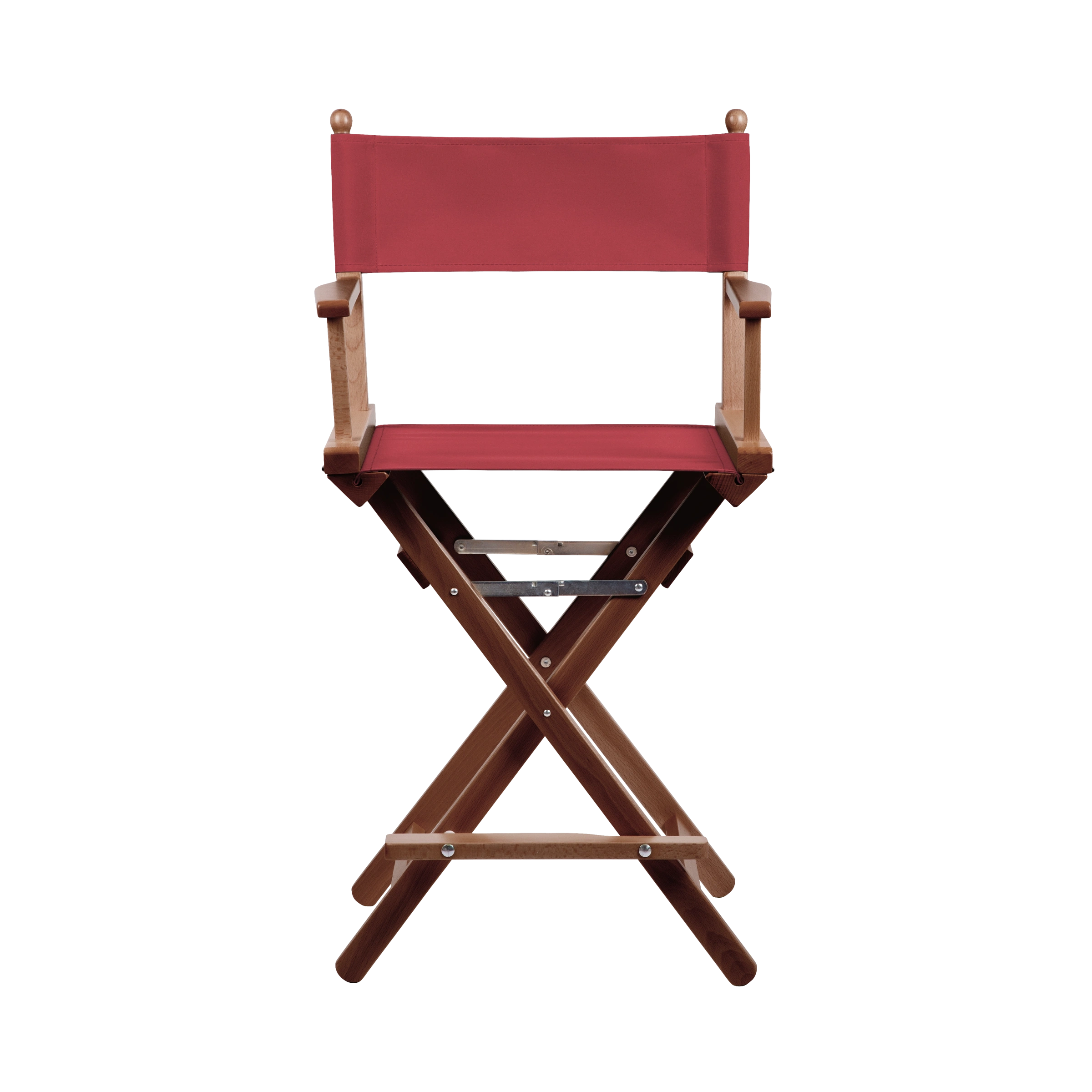 Regiestuhl Sydney aus braunem Buchenholz mit rotem Bezug, Frontalansicht
#Classic | Set (Farbe)_rot