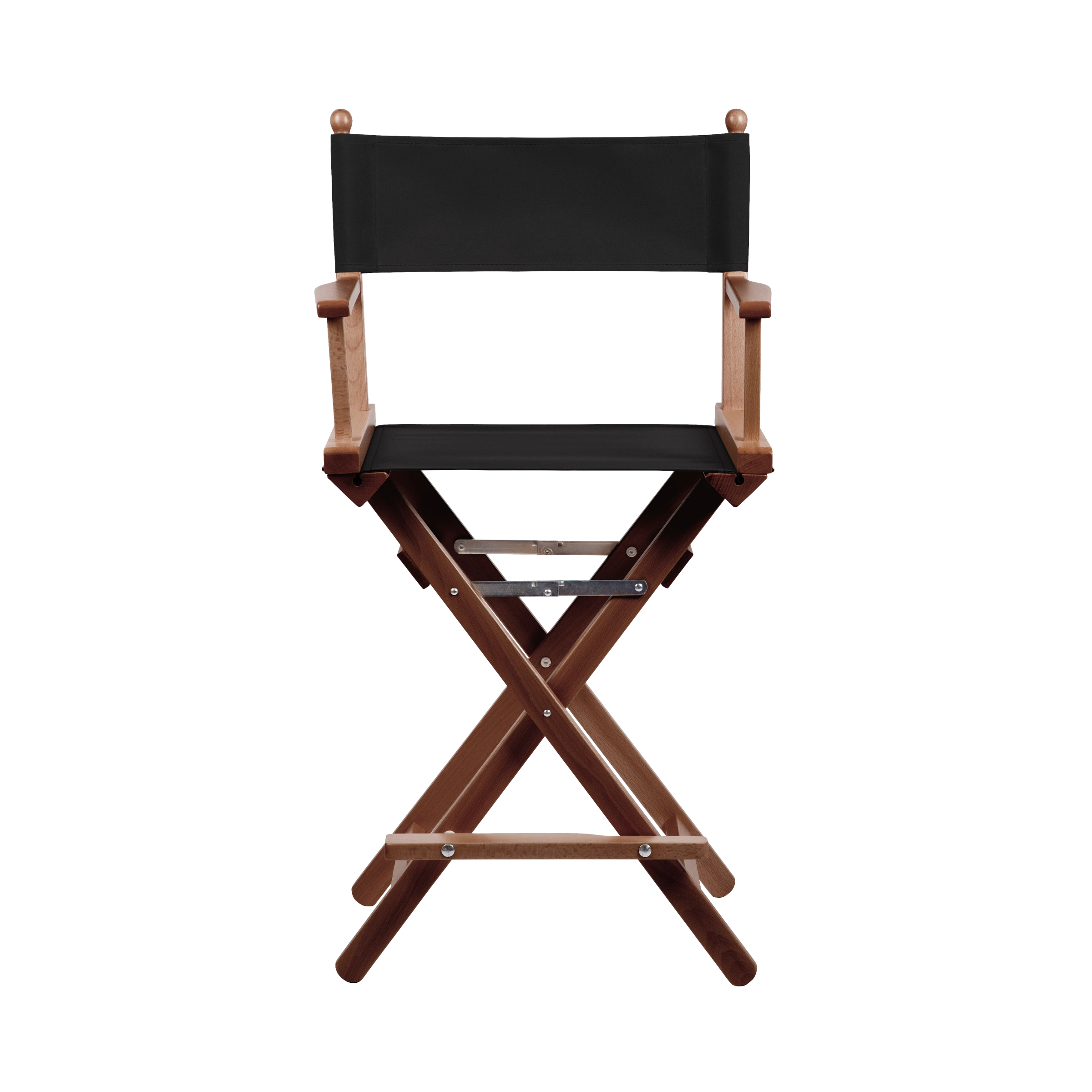 Regiestuhl Sydney aus braunem Buchenholz mit schwarzem Bezug, Frontalansicht
#Classic | Set (Farbe)_schwarz