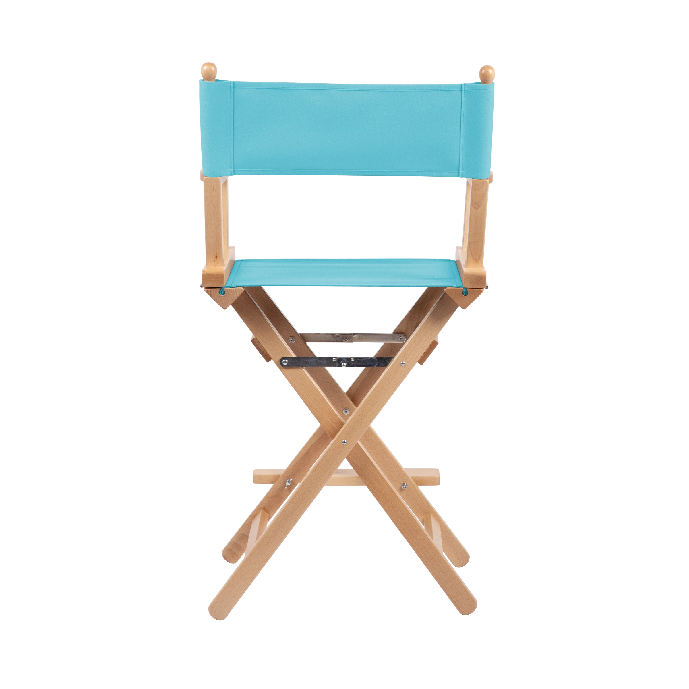 Regiestuhl Sydney aus naturfarbenem Buchenholz mit hellblauem Bezug, Rückansicht
#Classic | Set (Farbe)_hellblau