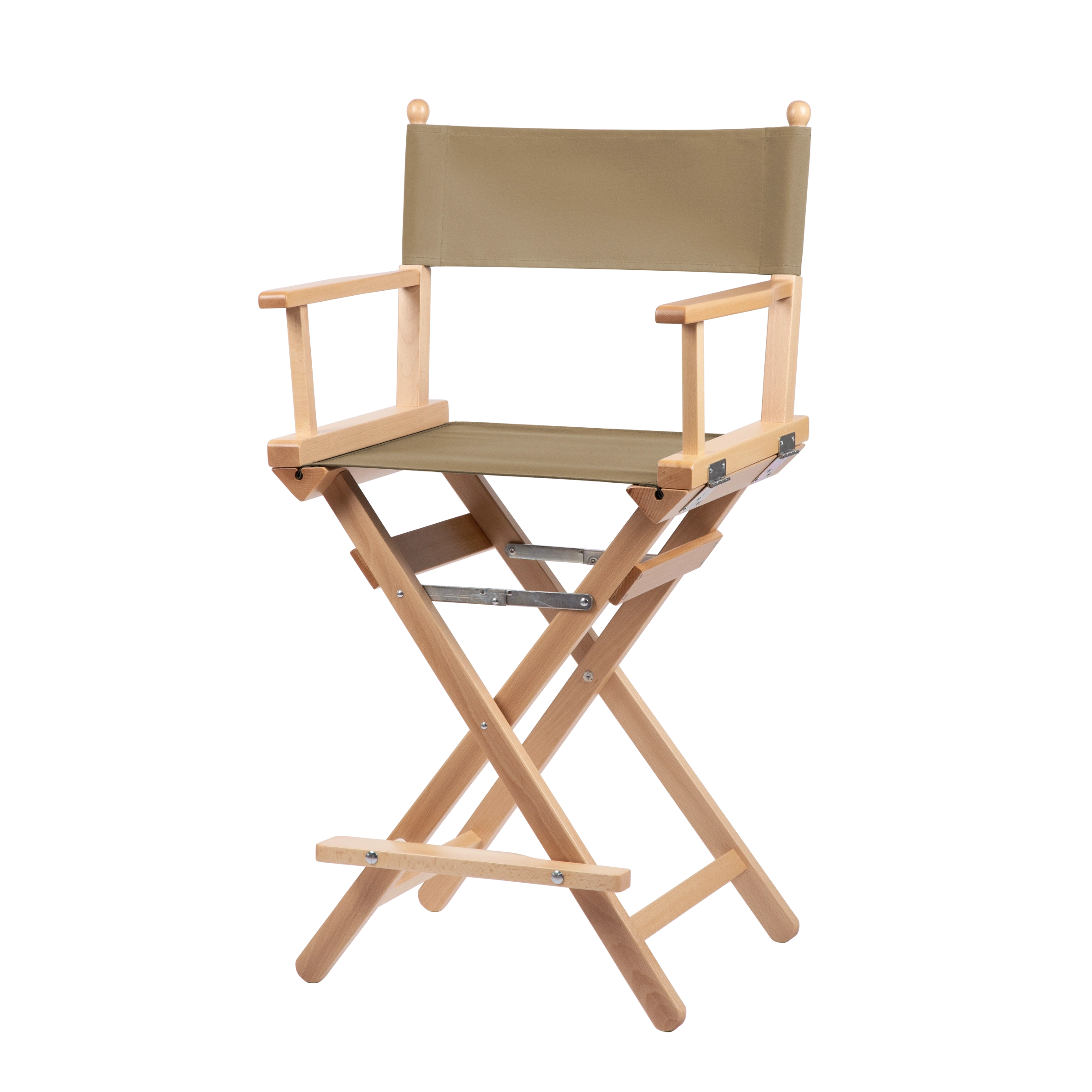 Regiestuhl Sydney aus naturfarbenem Buchenholz mit Bezug in grau-beige, Seitenansicht
#Classic | Set (Farbe)_grau-beige