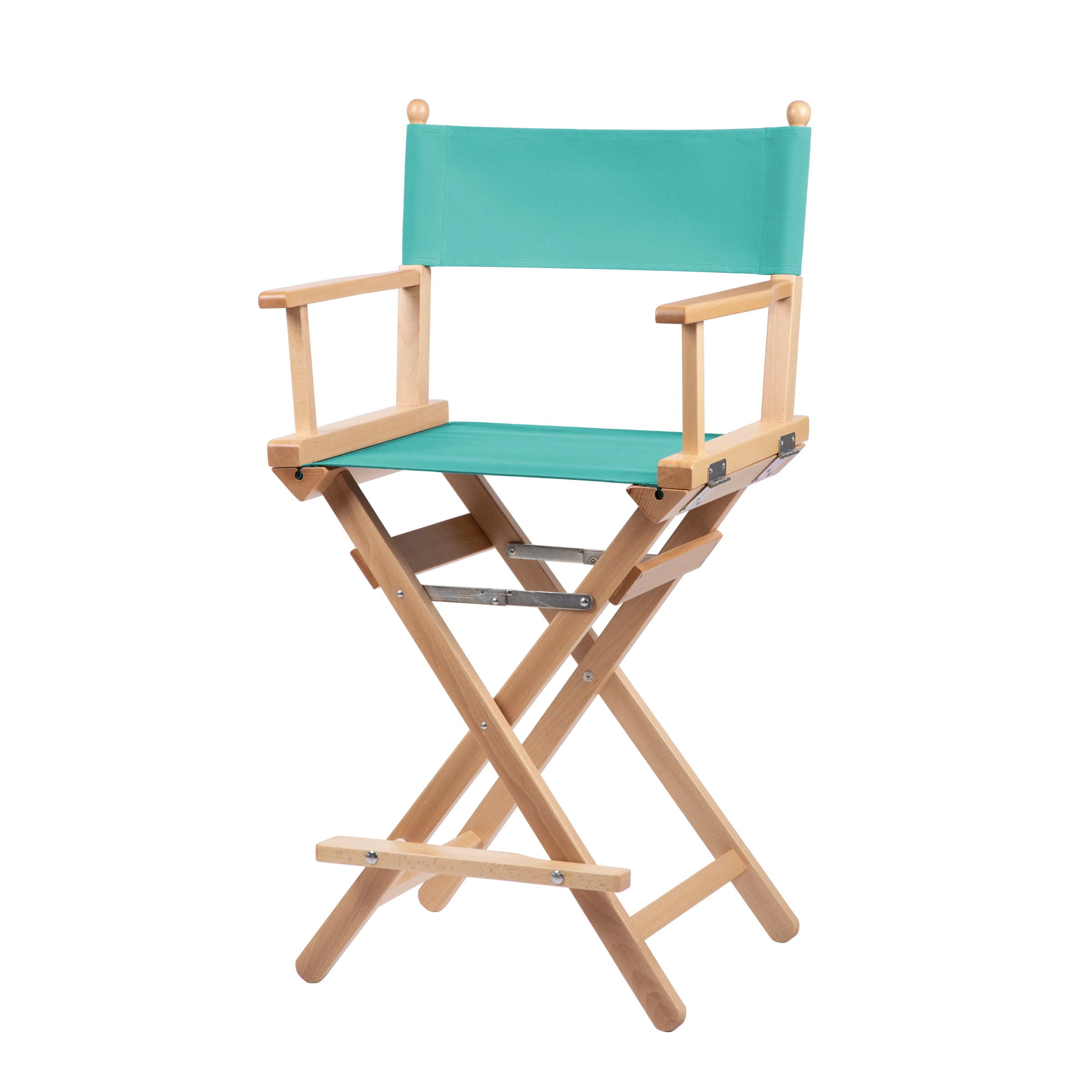 Regiestuhl Sydney aus naturfarbenem Buchenholz mit türkisem Bezug, Seitenansicht
#Classic | Set (Farbe)_türkis