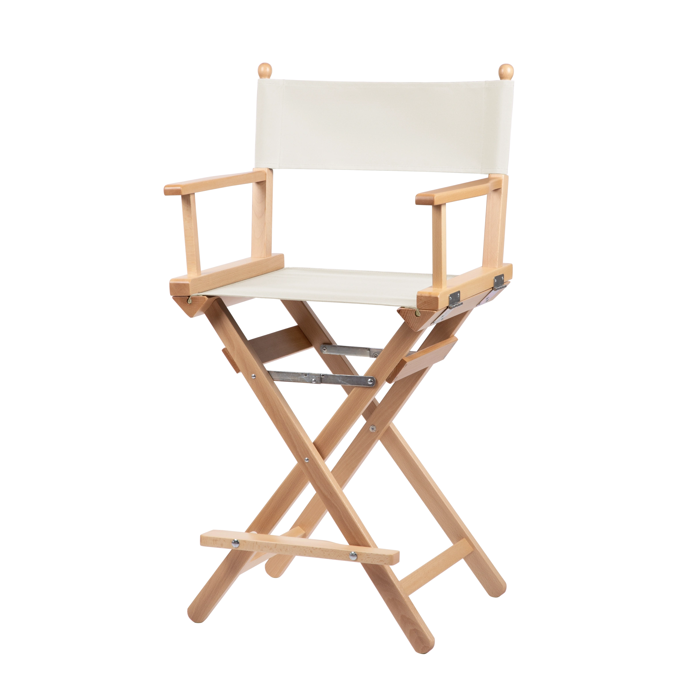 Regiestuhl Sydney aus naturfarbenem Buchenholz mit weißem Bezug, Seitenansicht
#Classic | Set (Farbe)_weiß
