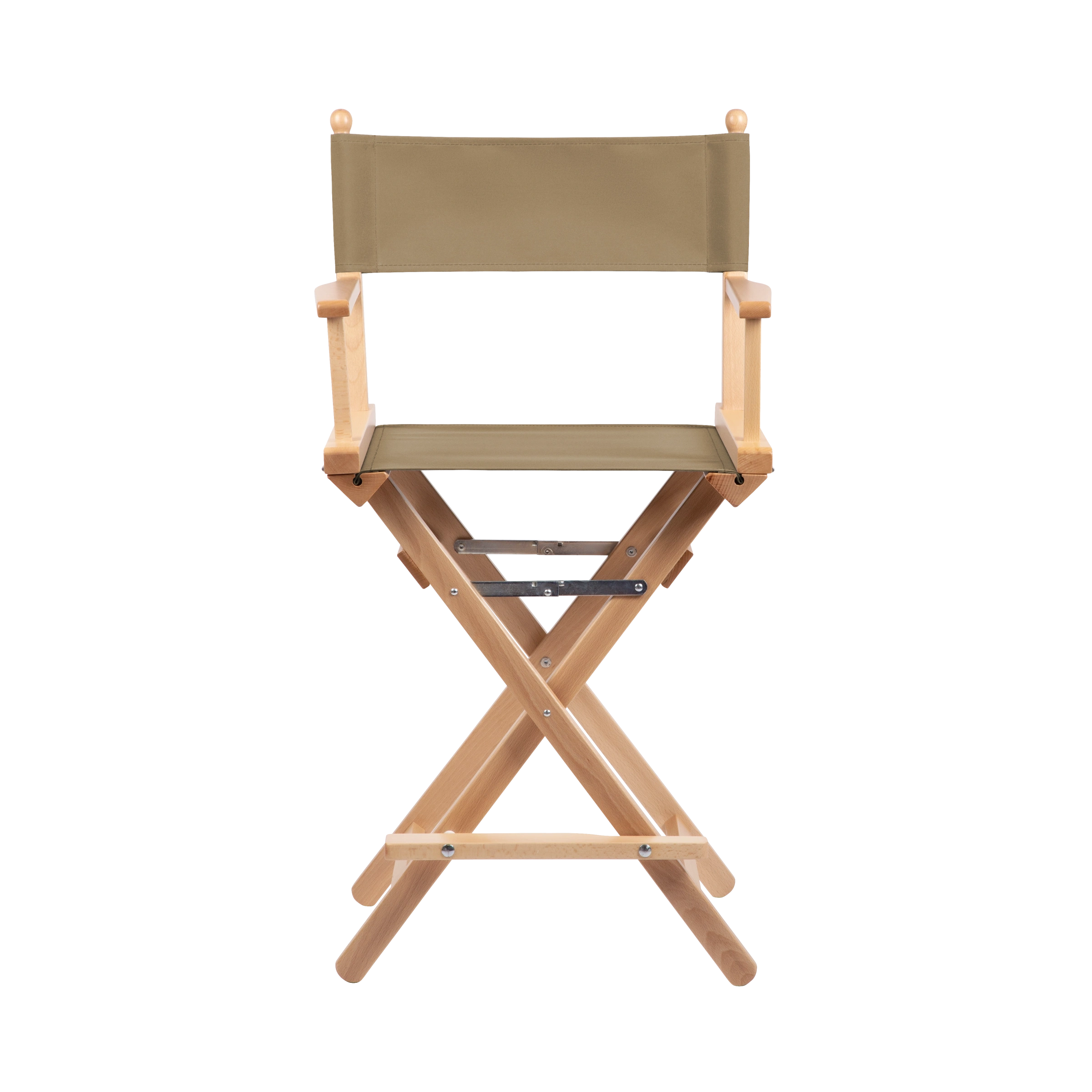 Regiestuhl Sydney aus naturfarbenem Buchenholz mit Bezug in grau-beige, Frontalansicht
#Classic | Set (Farbe)_grau-beige