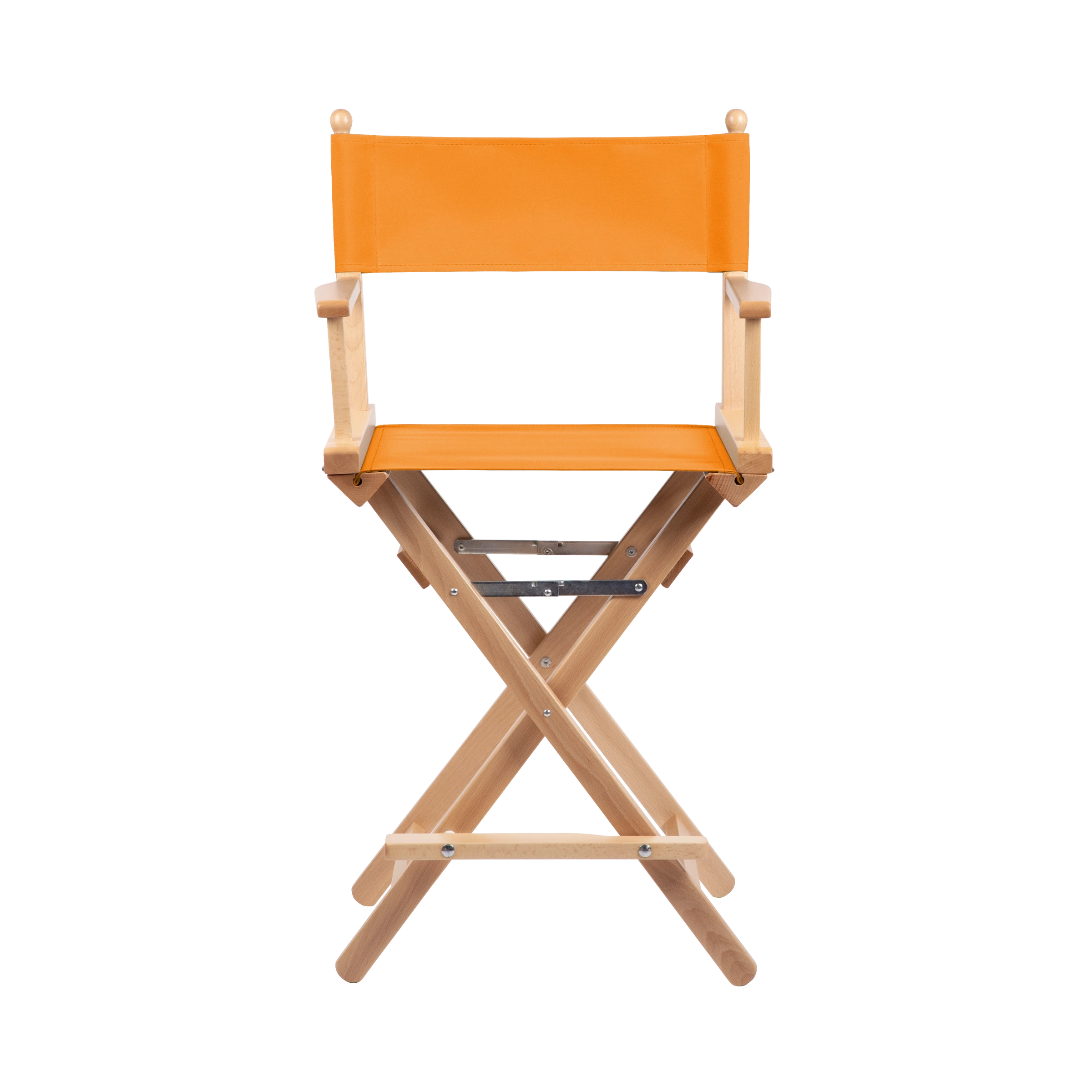 Regiestuhl Sydney aus naturfarbenem Buchenholz mit Bezug in mandarine, Frontalansicht
#Classic | Set (Farbe)_mandarine