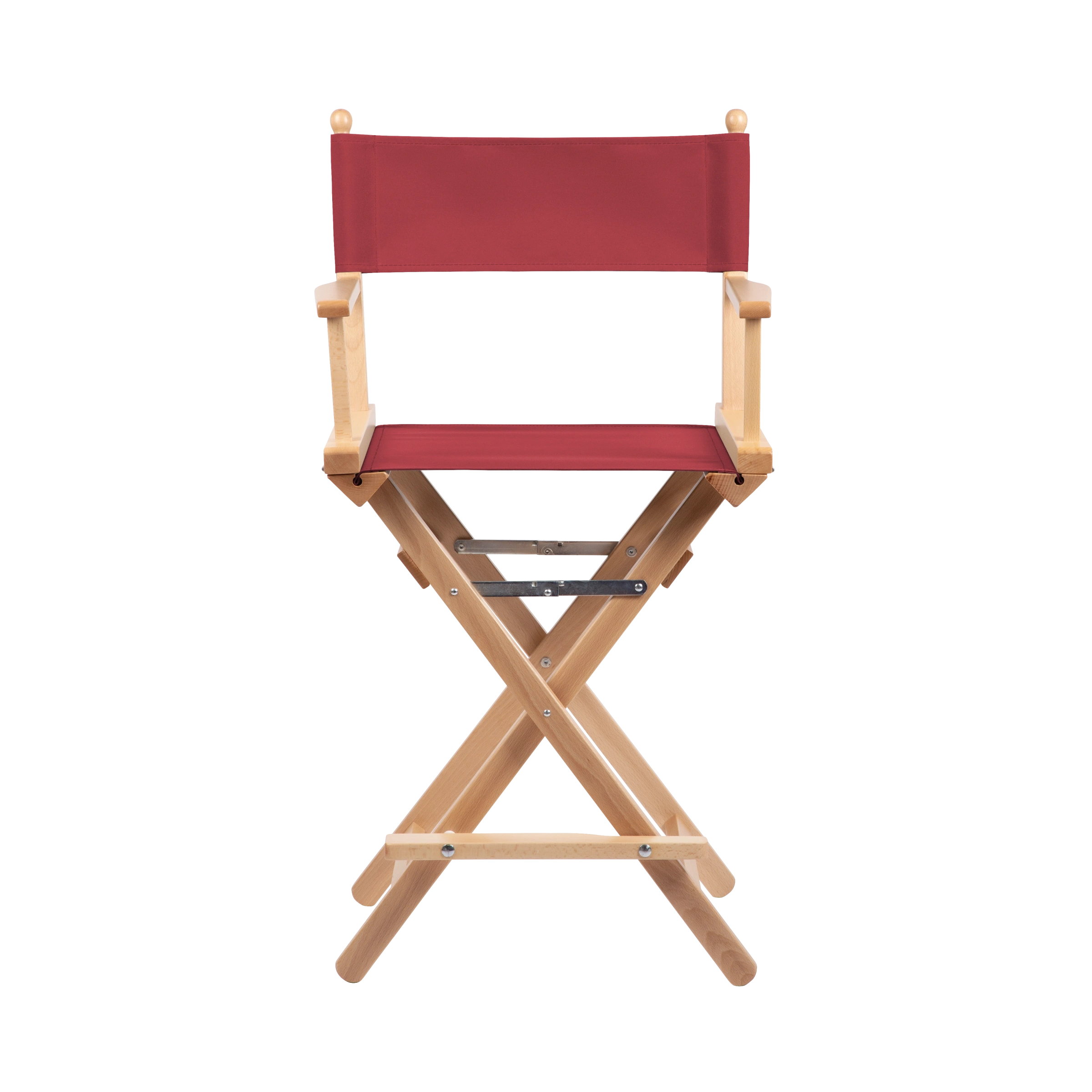 Regiestuhl Sydney aus naturfarbenem Buchenholz mit rotem Bezug, Frontalansicht
#Classic | Set (Farbe)_rot