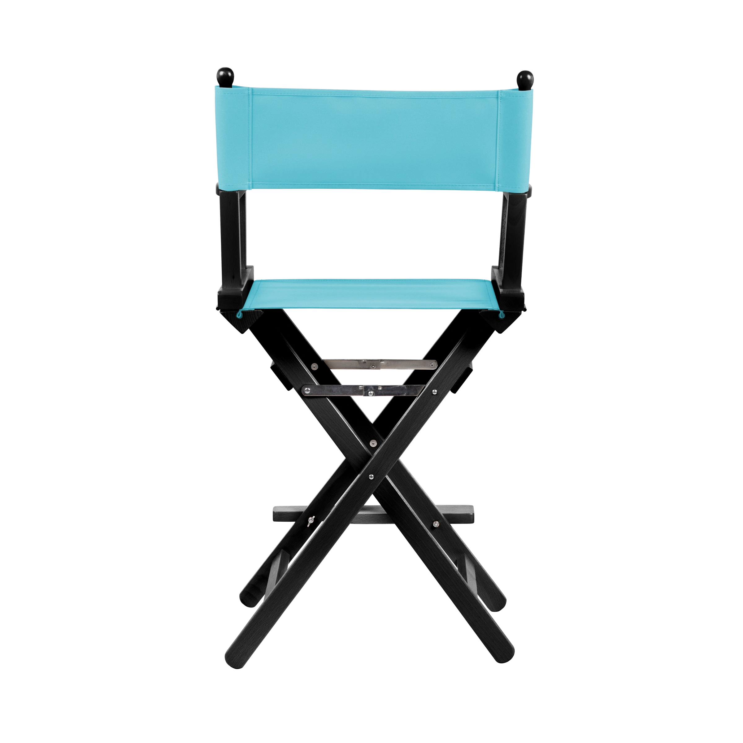 Regiestuhl Sydney aus schwarzem Buchenholz mit hellblauem Bezug, Rückansicht
#Classic | Set (Farbe)_hellblau