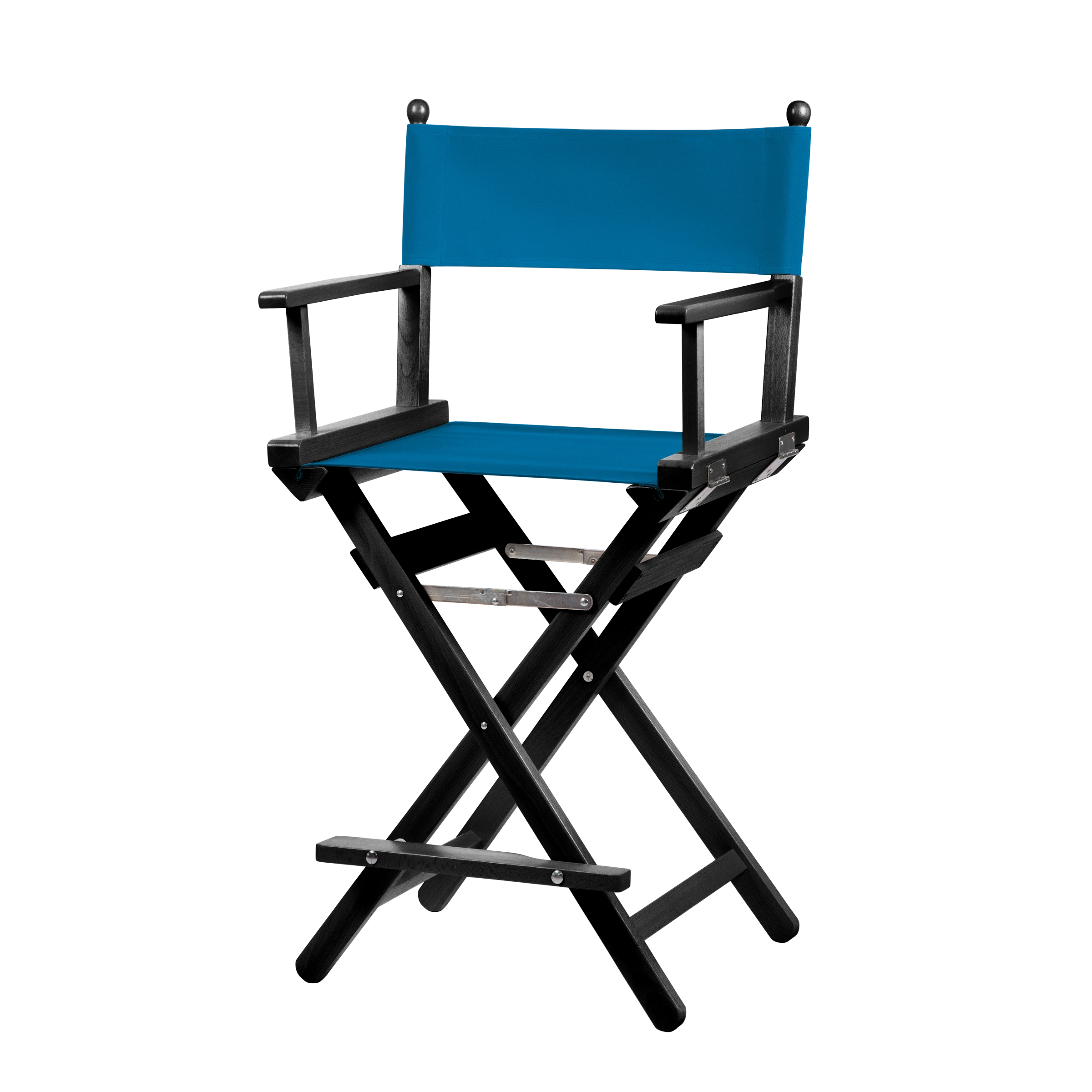 Regiestuhl Sydney aus schwarzem Buchenholz mit blauem Bezug, Seitenansicht
#Classic | Set (Farbe)_blau