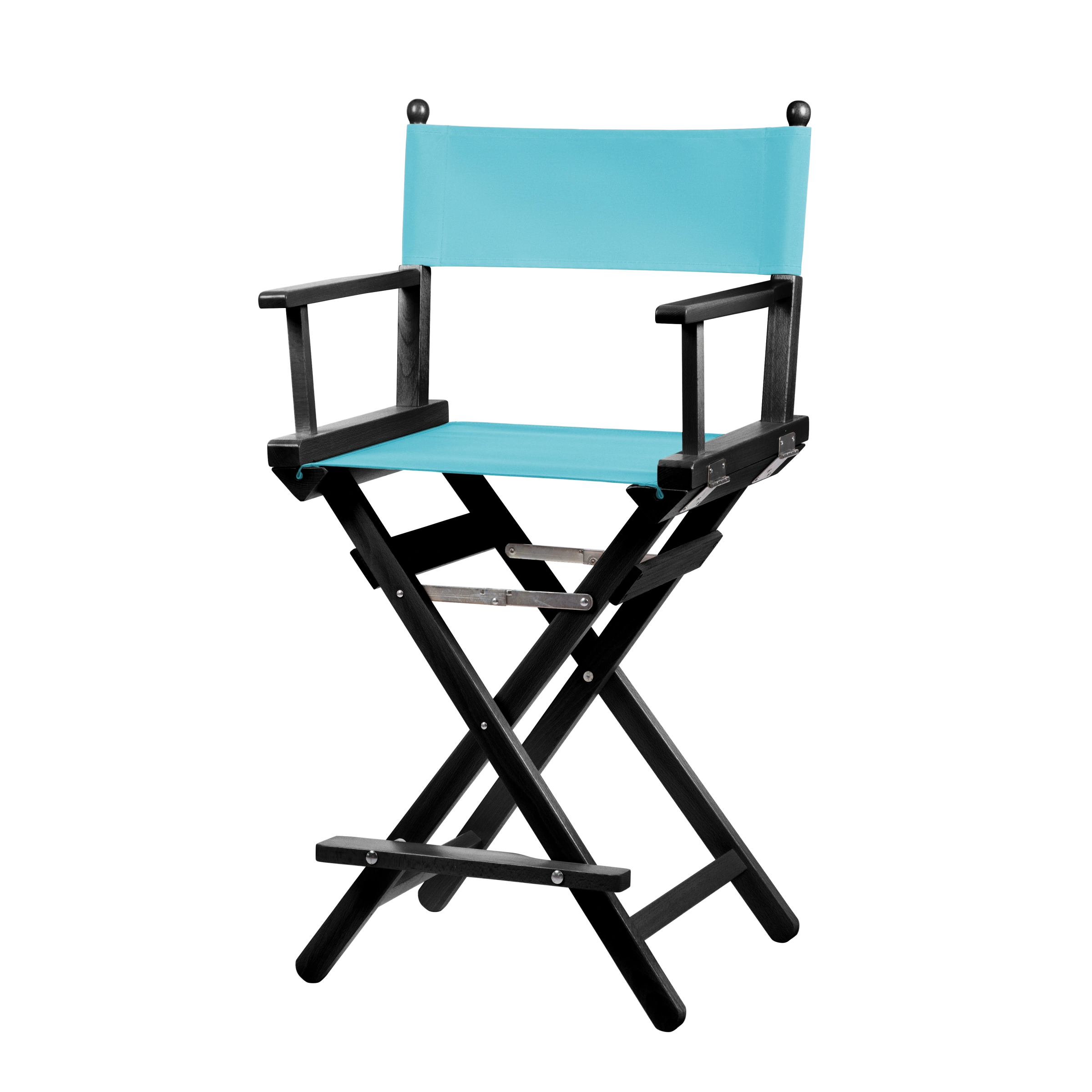 Regiestuhl Sydney aus schwarzem Buchenholz mit hellblauem Bezug, Seitenansicht
#Classic | Set (Farbe)_hellblau