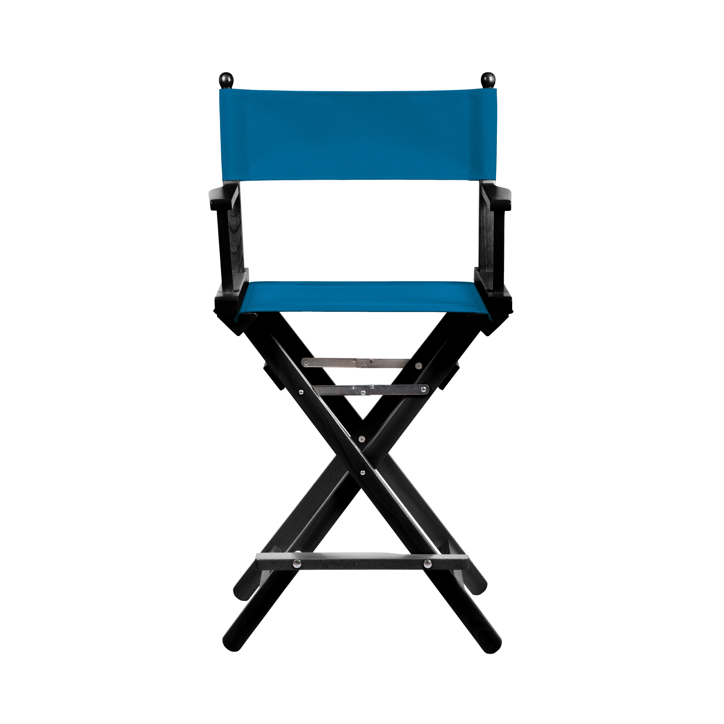 Regiestuhl Sydney aus schwarzem Buchenholz mit blauem Bezug, Frontalansicht
#Classic | Set (Farbe)_blau