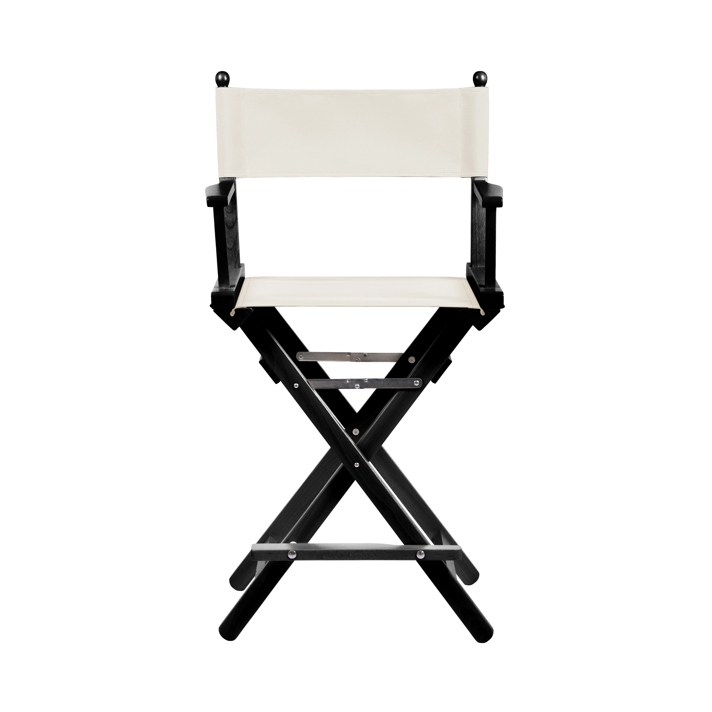 Regiestuhl Sydney aus schwarzem Buchenholz mit weißem Bezug, Frontalansicht
#Classic | Set (Farbe)_weiß