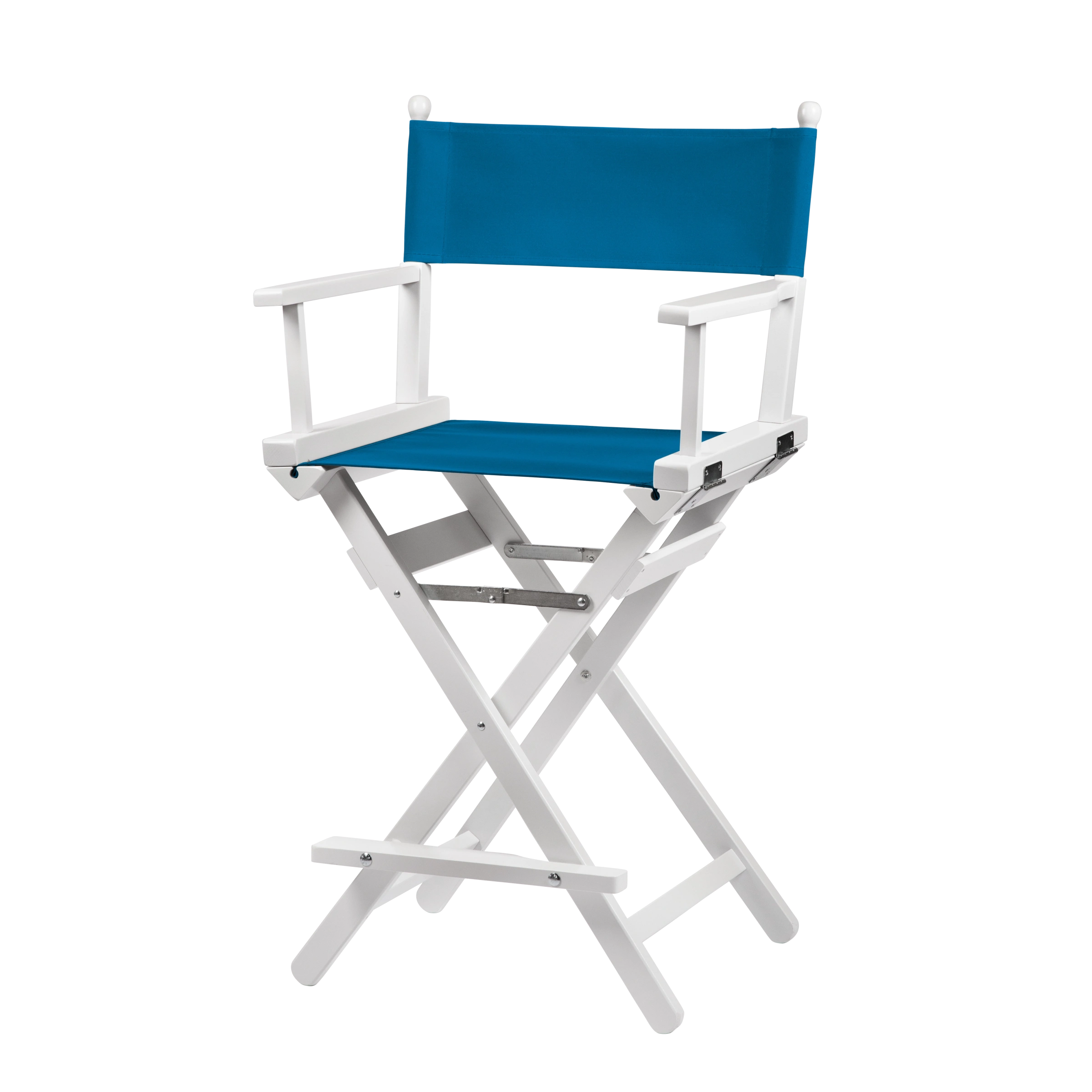 Regiestuhl Sydney aus weißem Buchenholz mit blauem Bezug, Seitenansicht
#Classic | Set (Farbe)_blau