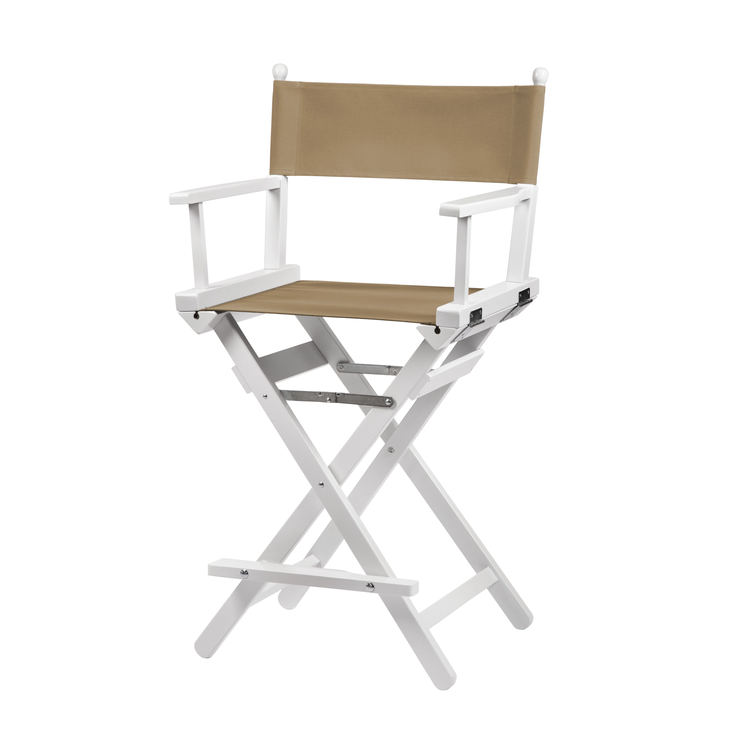 Regiestuhl Sydney aus weißem Buchenholz mit Bezug in grau-beige, Seitenansicht
#Classic | Set (Farbe)_grau-beige