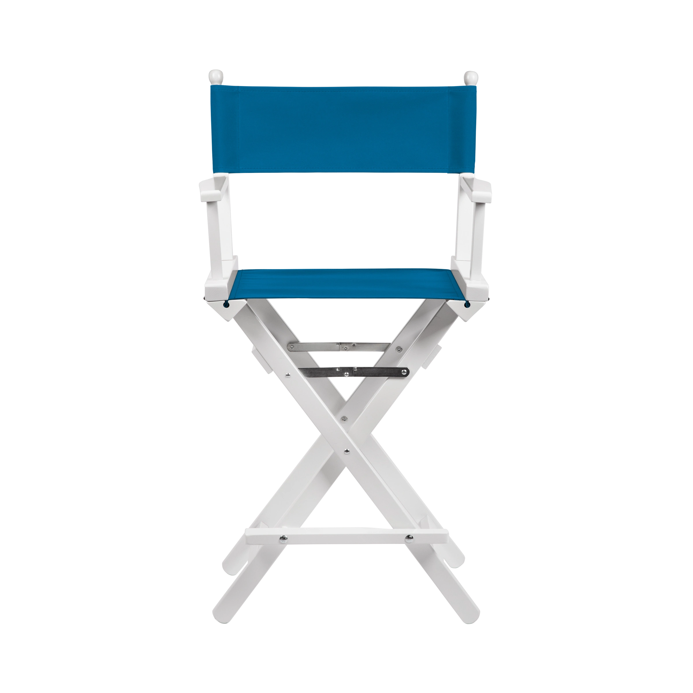 Regiestuhl Sydney aus weißem Buchenholz mit blauem Bezug, Frontalansicht
#Classic | Set (Farbe)_blau