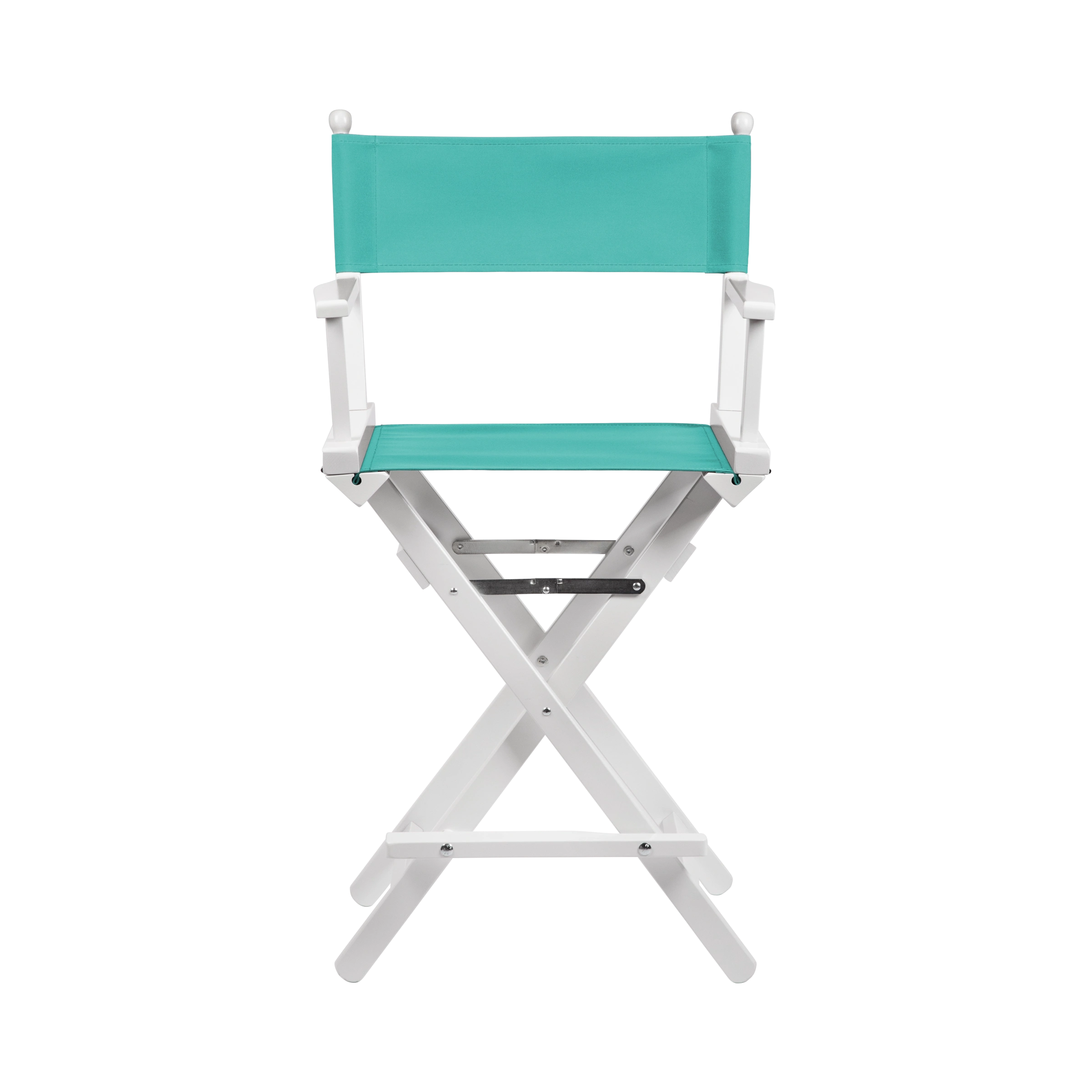 Regiestuhl Sydney aus weißem Buchenholz mit türkisem Bezug, Frontalansicht
#Classic | Set (Farbe)_türkis